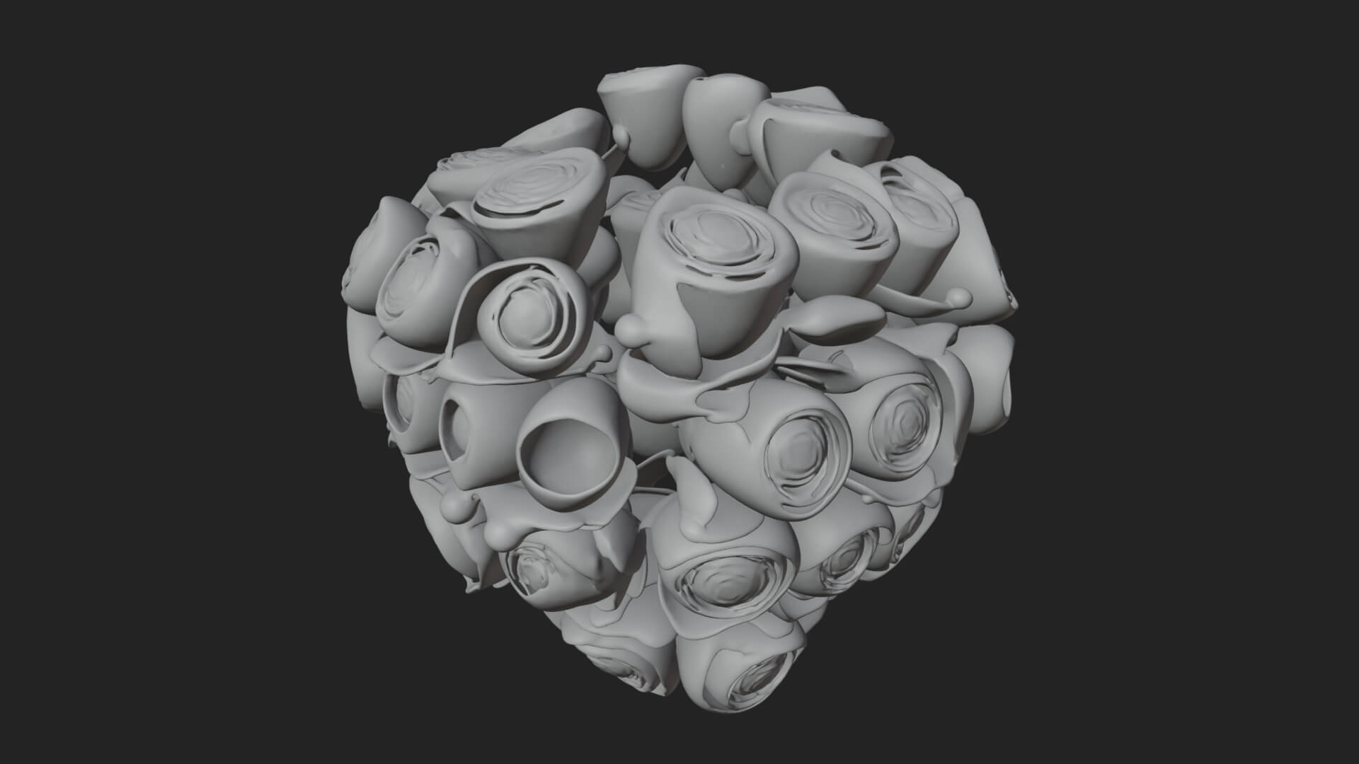 Red Rose Flower Bouquet Ornament Design 2 3d Print Model 3D Model