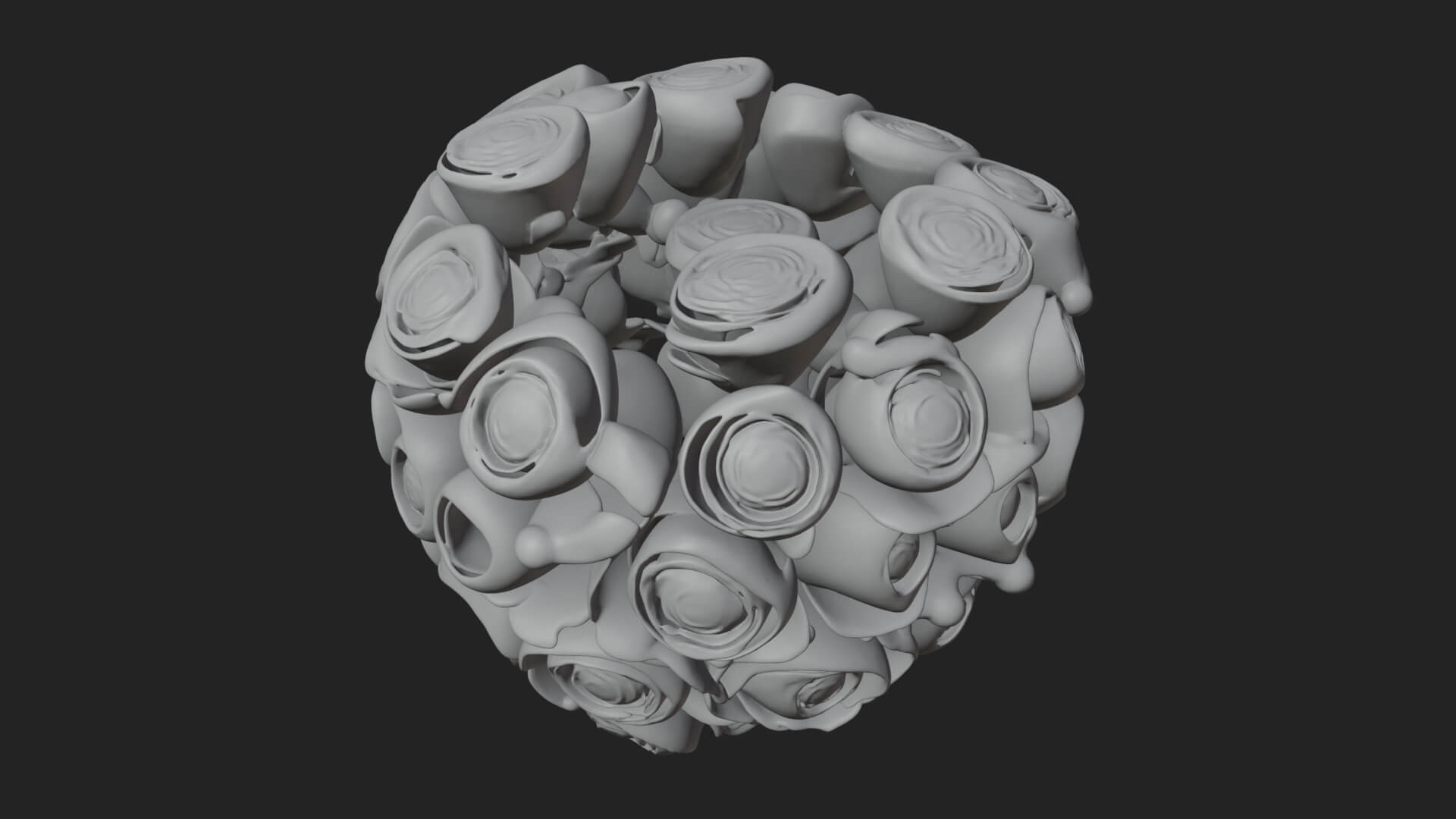 Red Rose Flower Bouquet Ornament Design 2 3d Print Model 3D Model