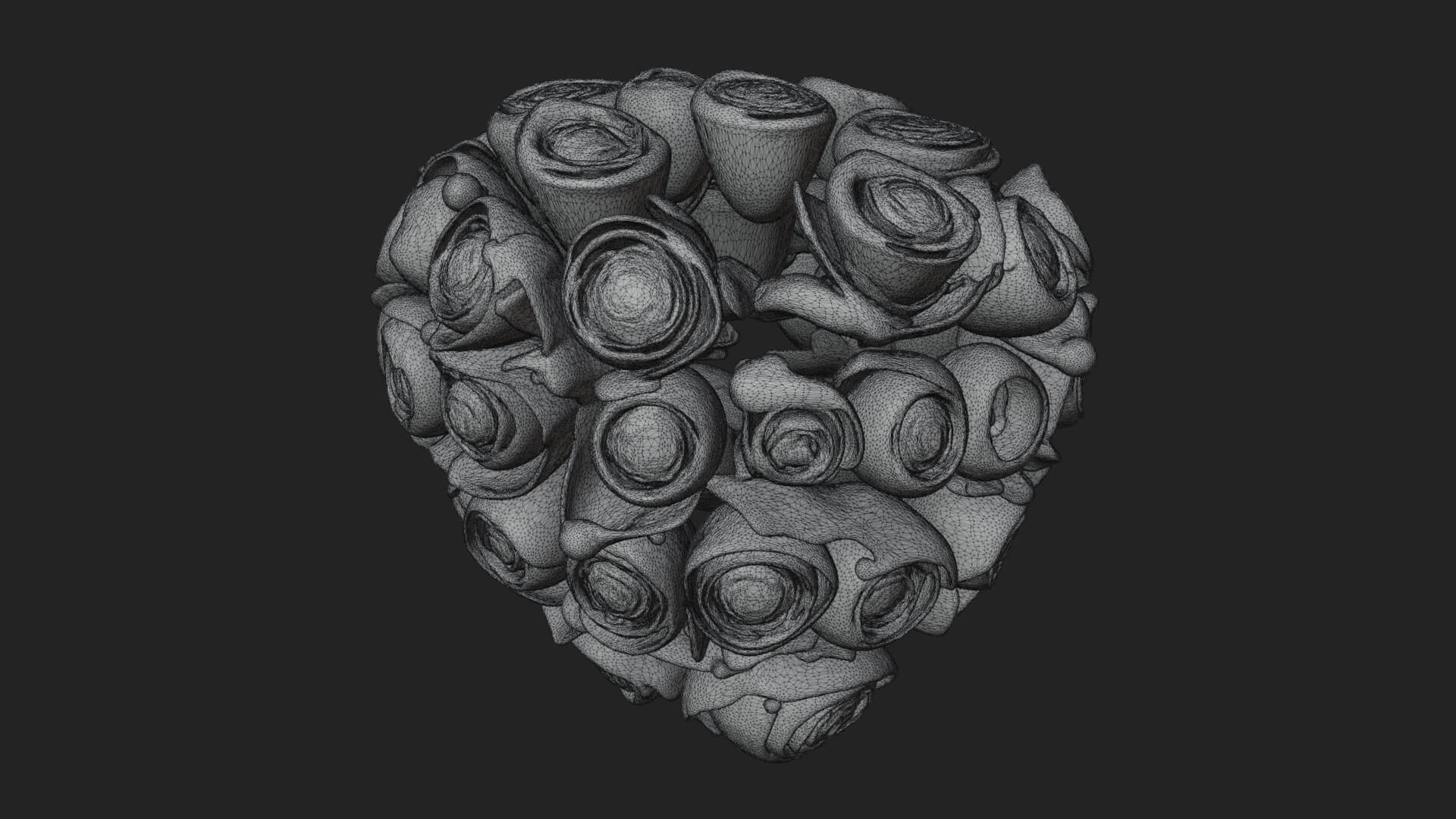 Red Rose Flower Bouquet Ornament Design 2 3d Print Model 3D Model