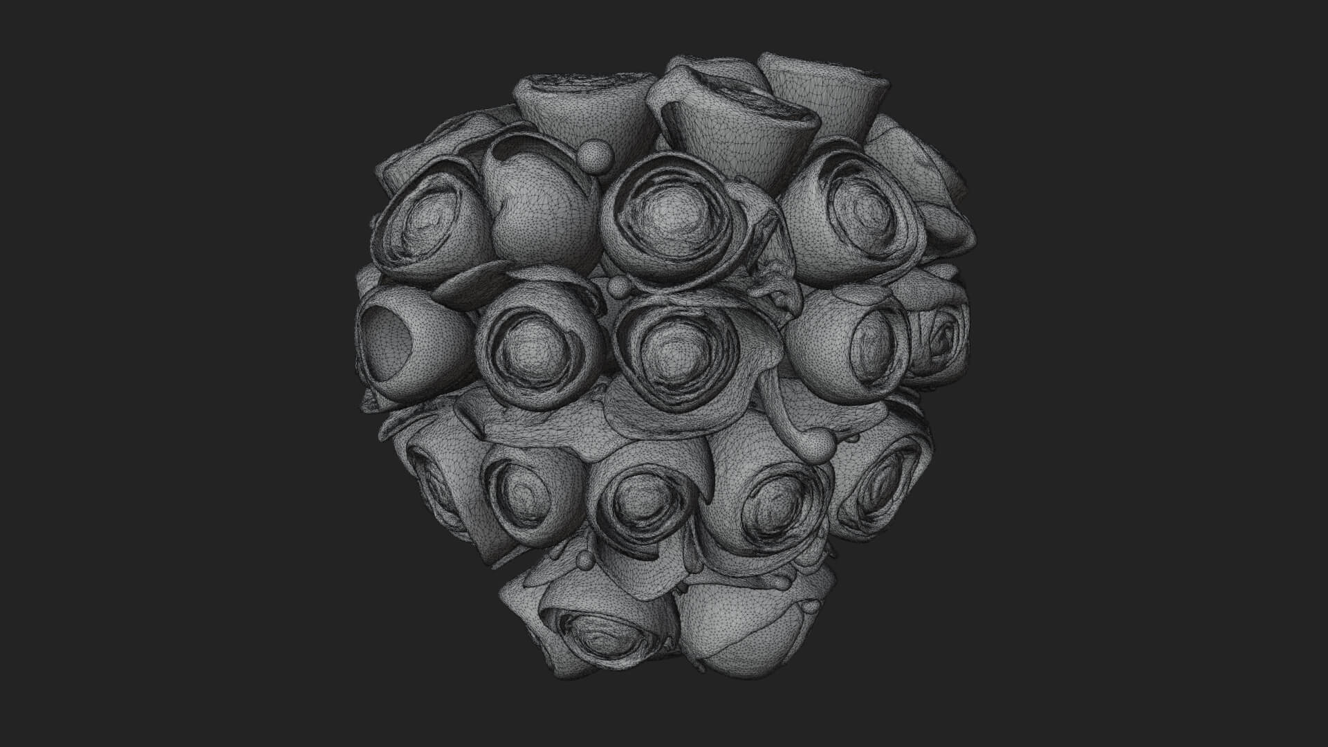 Red Rose Flower Bouquet Ornament Design 2 3d Print Model 3D Model