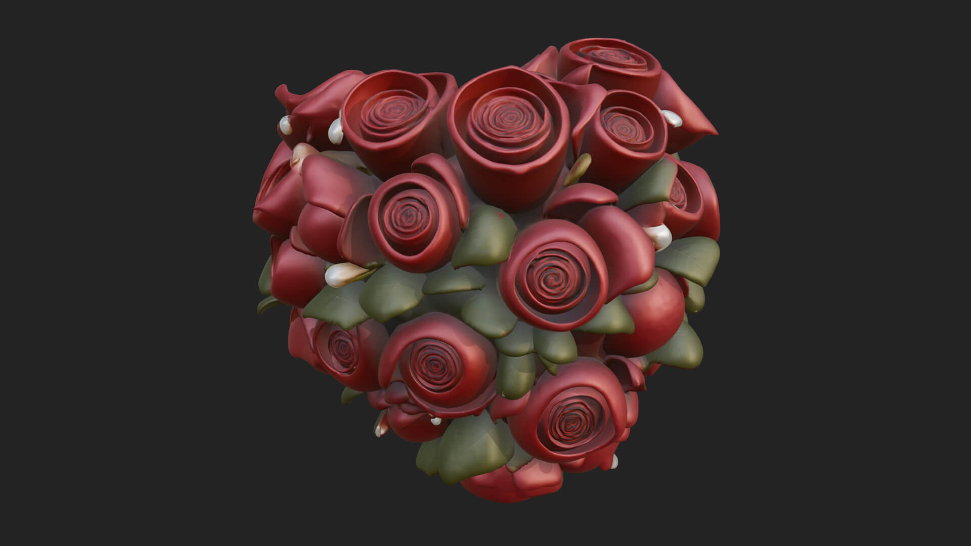 Red Rose Flower Bouquet Ornament Design 3 3D Print Model 3D Model