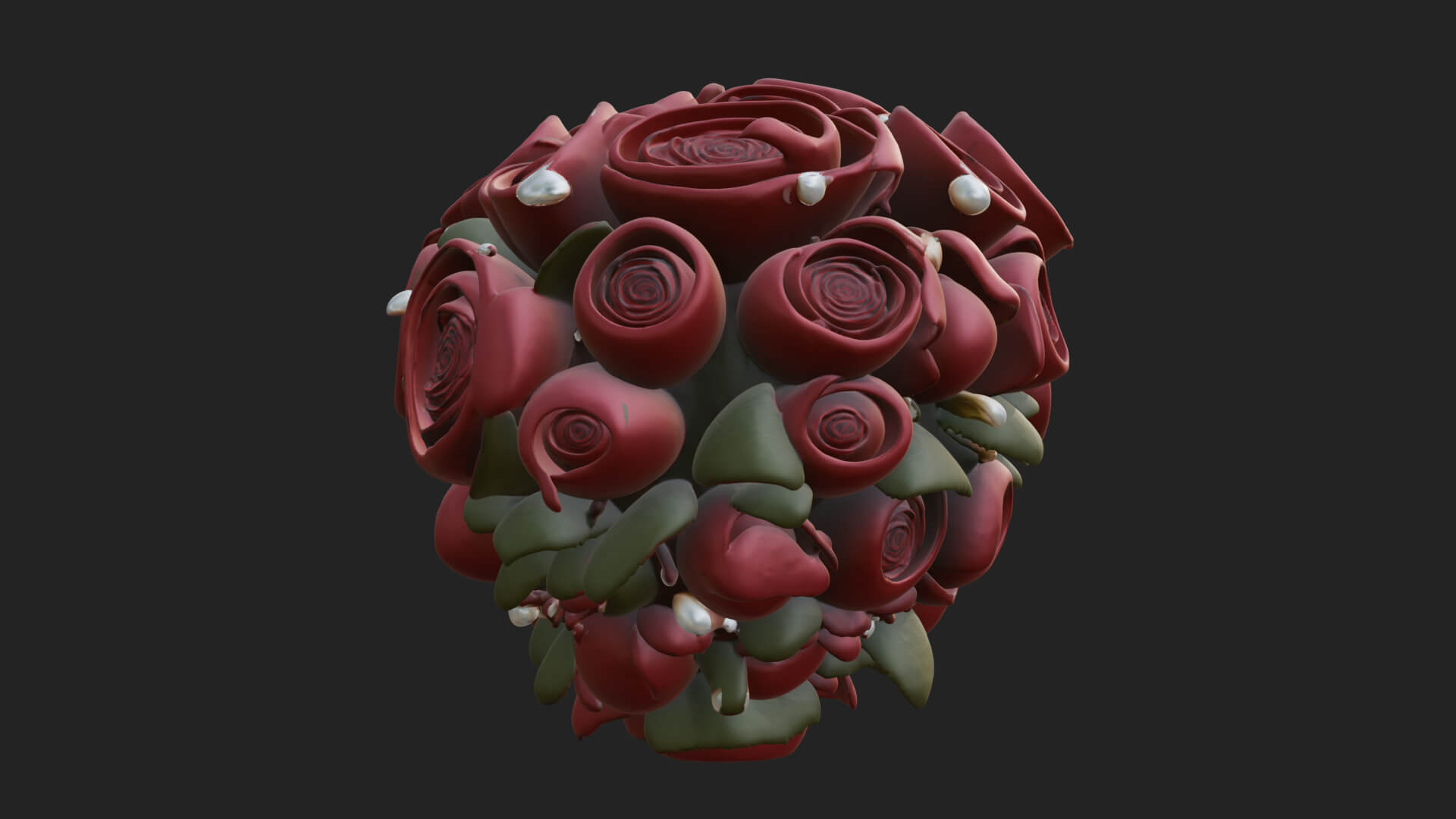 Red Rose Flower Bouquet Ornament Design 3 3D Print Model 3D Model