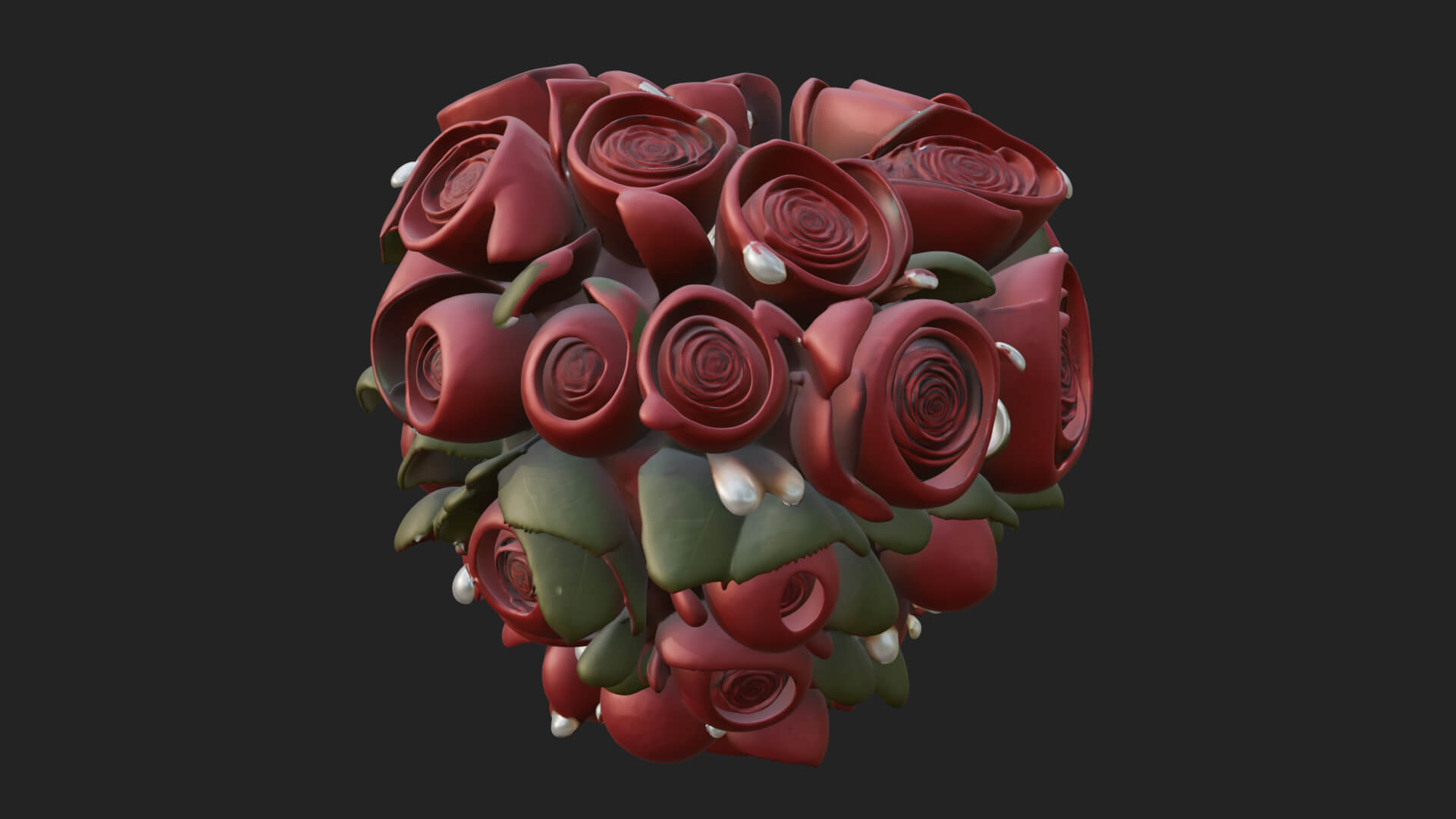 Red Rose Flower Bouquet Ornament Design 3 3D Print Model 3D Model