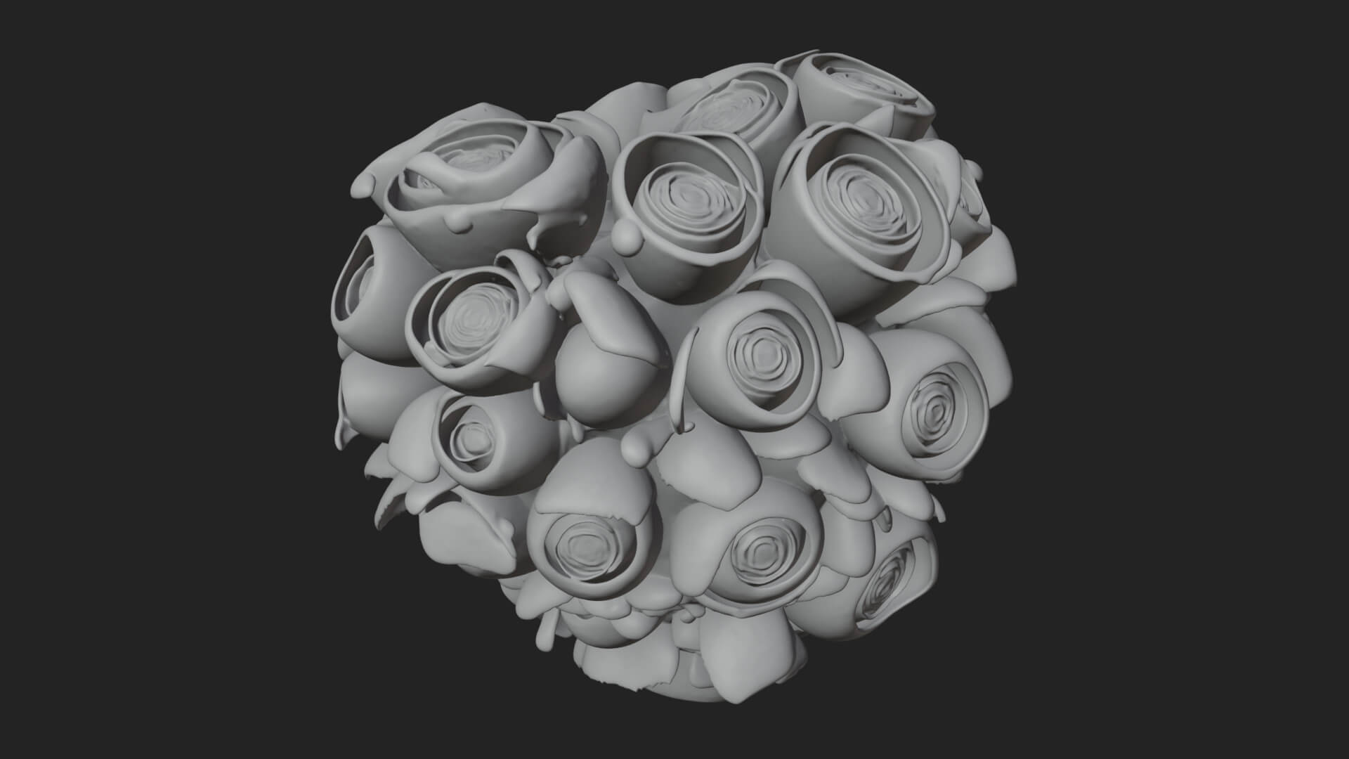 Red Rose Flower Bouquet Ornament Design 3 3D Print Model 3D Model