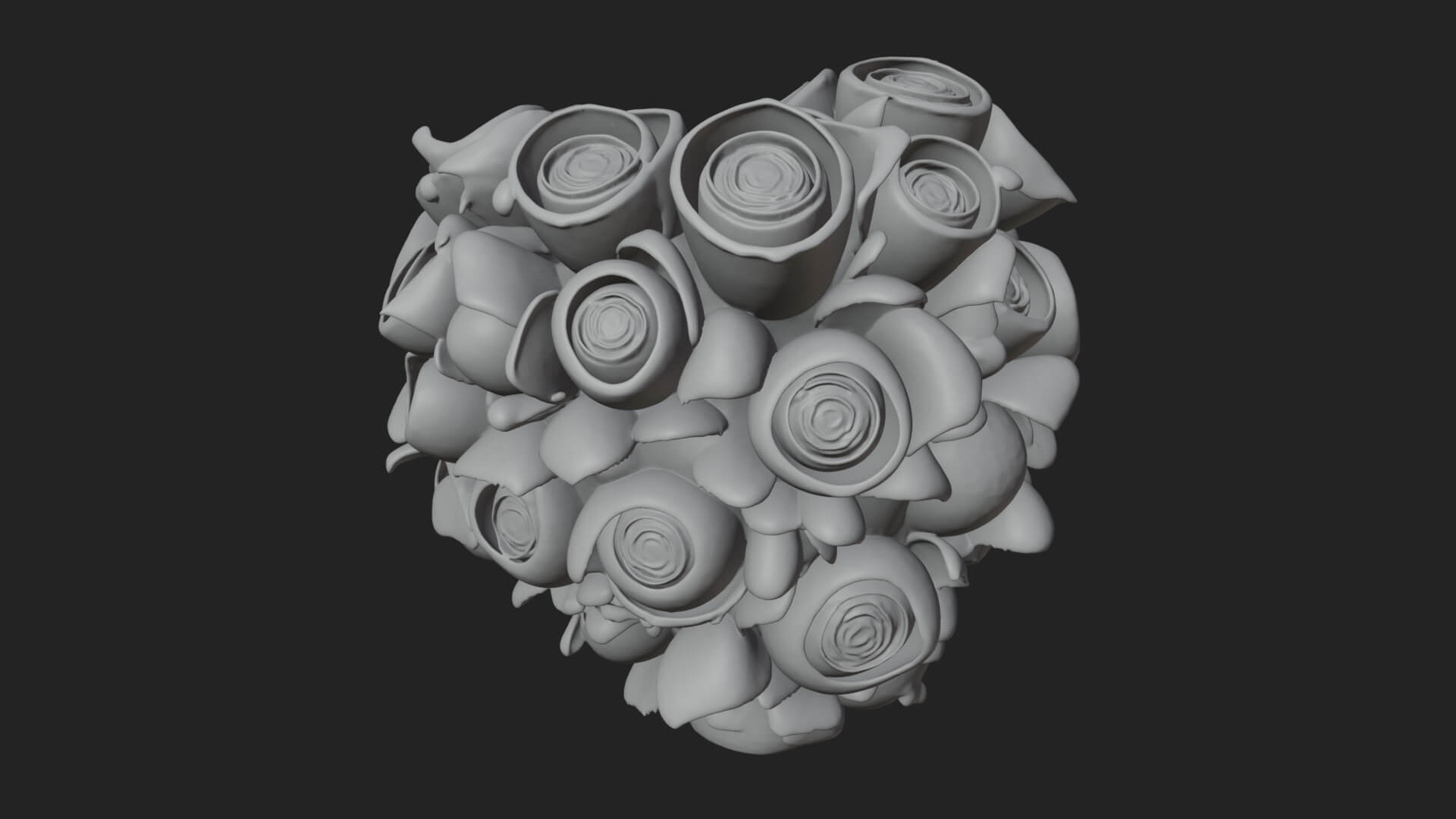 Red Rose Flower Bouquet Ornament Design 3 3D Print Model 3D Model