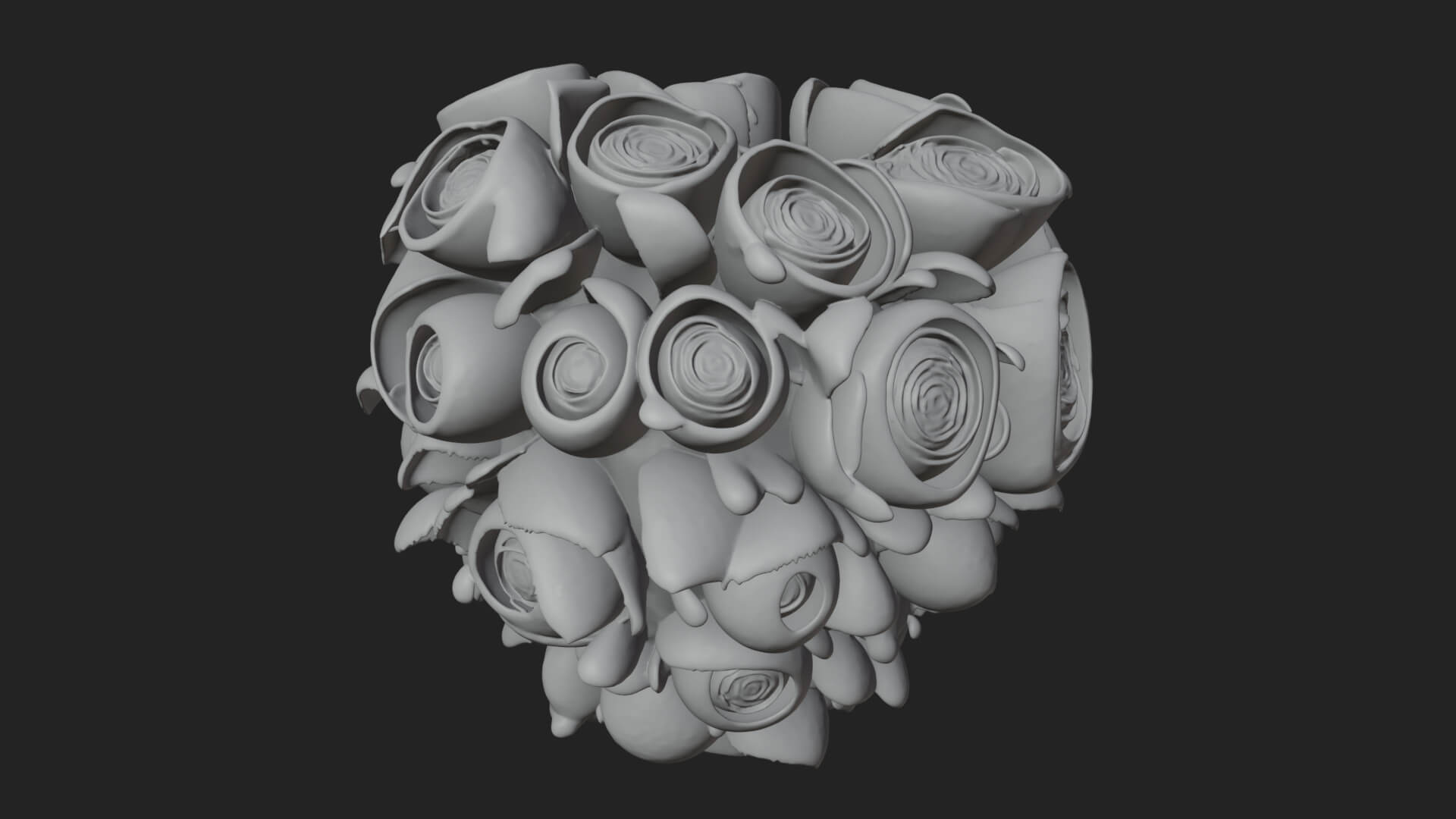 Red Rose Flower Bouquet Ornament Design 3 3D Print Model 3D Model