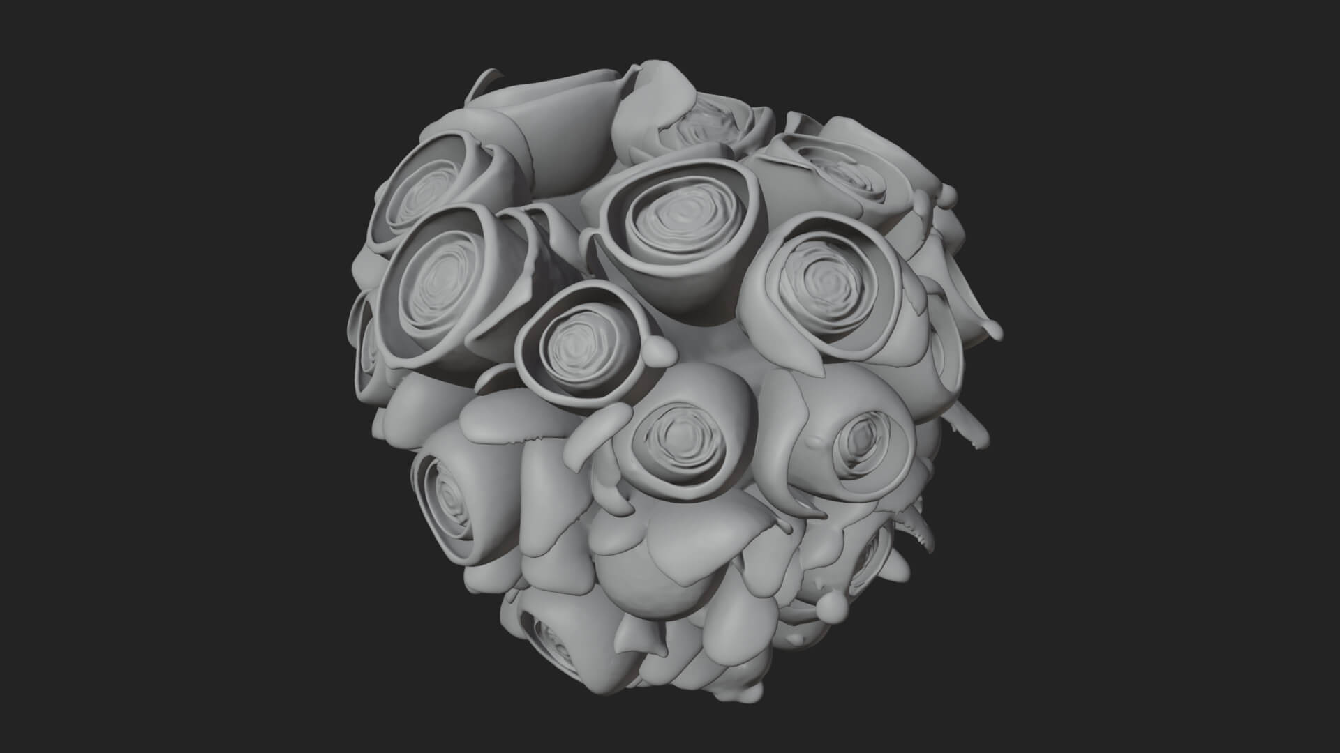 Red Rose Flower Bouquet Ornament Design 3 3D Print Model 3D Model