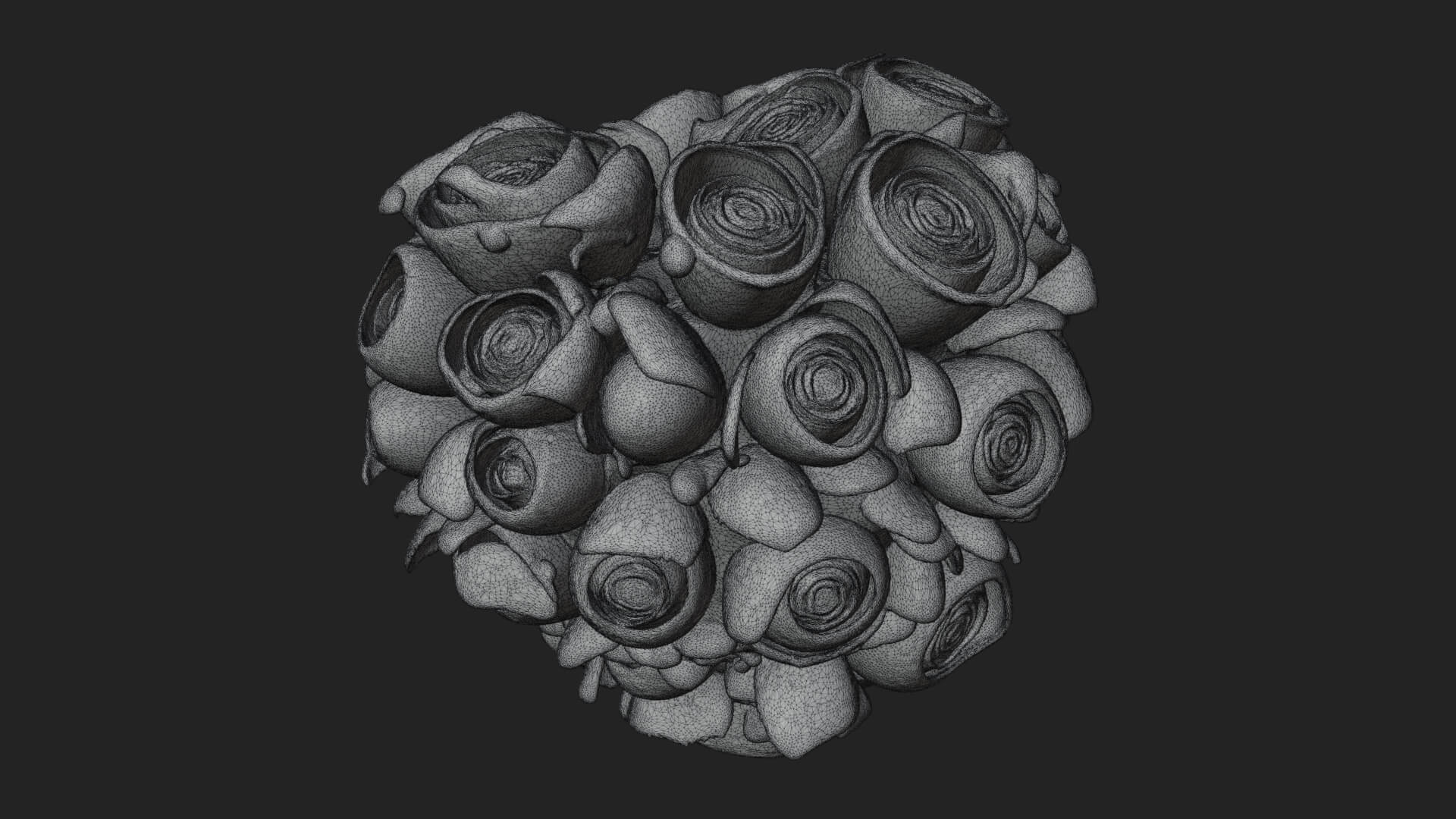 Red Rose Flower Bouquet Ornament Design 3 3D Print Model 3D Model