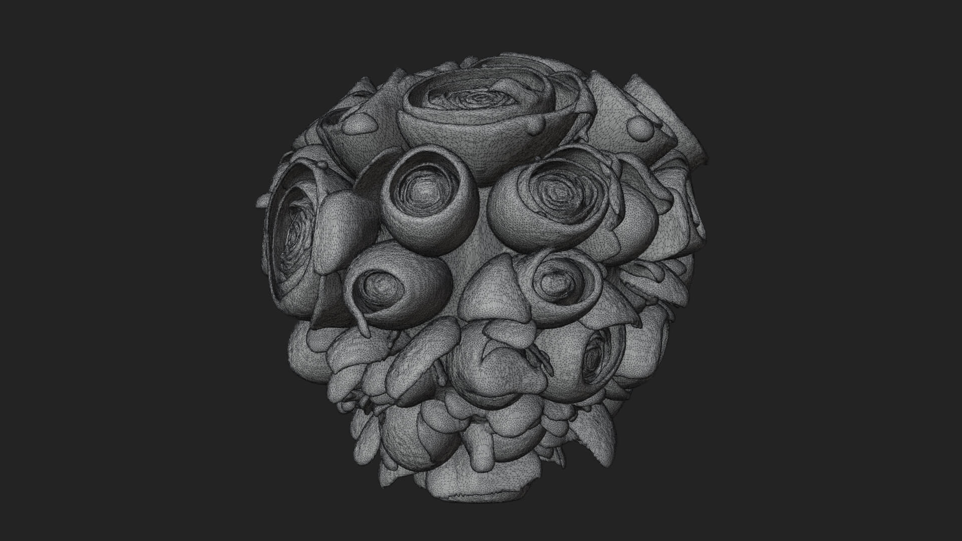 Red Rose Flower Bouquet Ornament Design 3 3D Print Model 3D Model