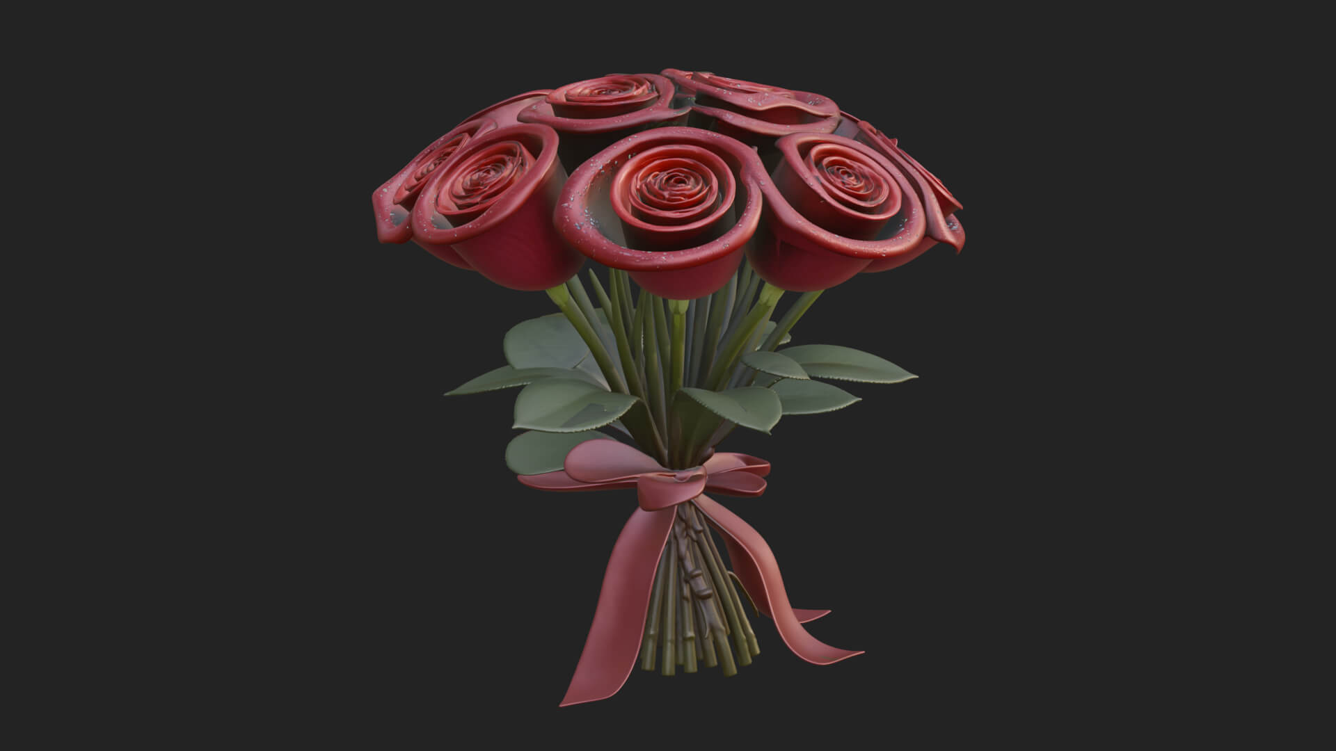 Red Rose Flower Bouquet Ornament Design 4 3D Print Model 3D Model