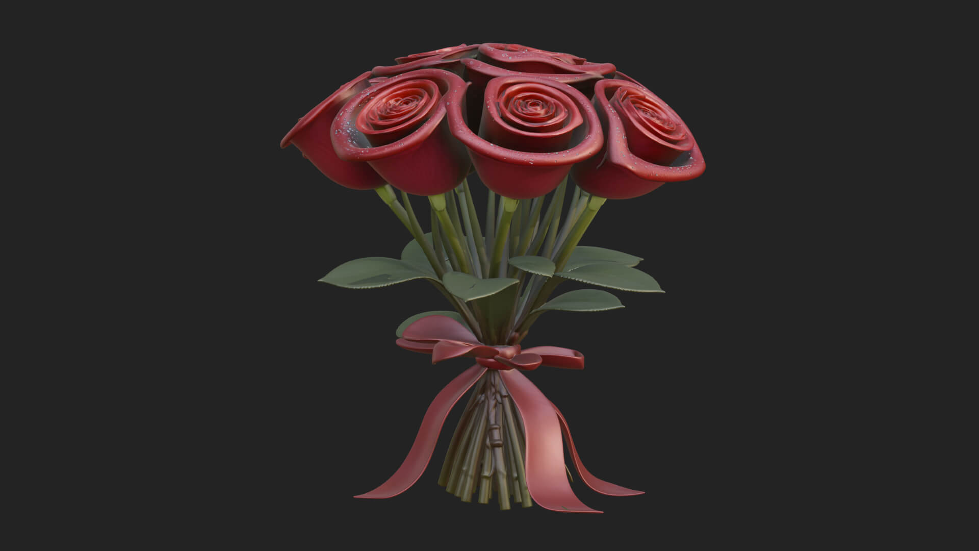 Red Rose Flower Bouquet Ornament Design 4 3D Print Model 3D Model