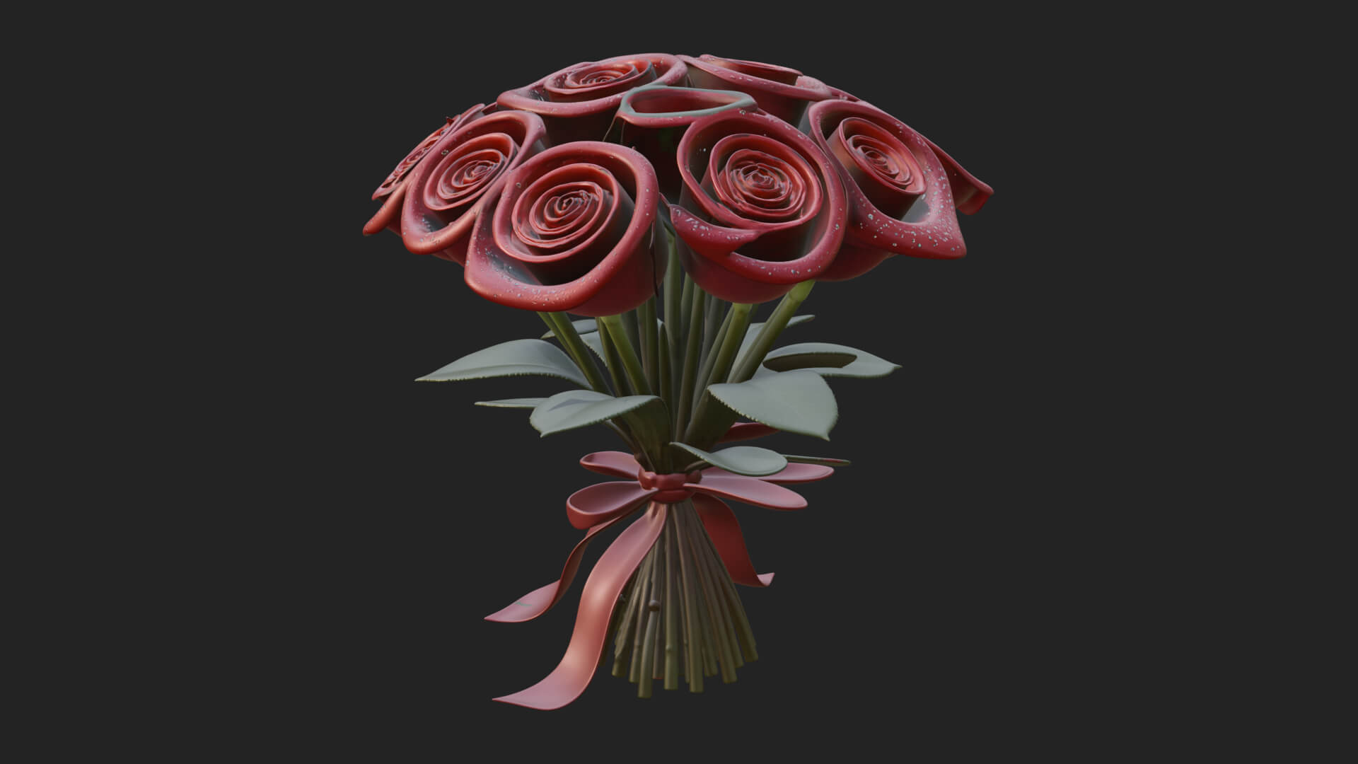 Red Rose Flower Bouquet Ornament Design 4 3D Print Model 3D Model