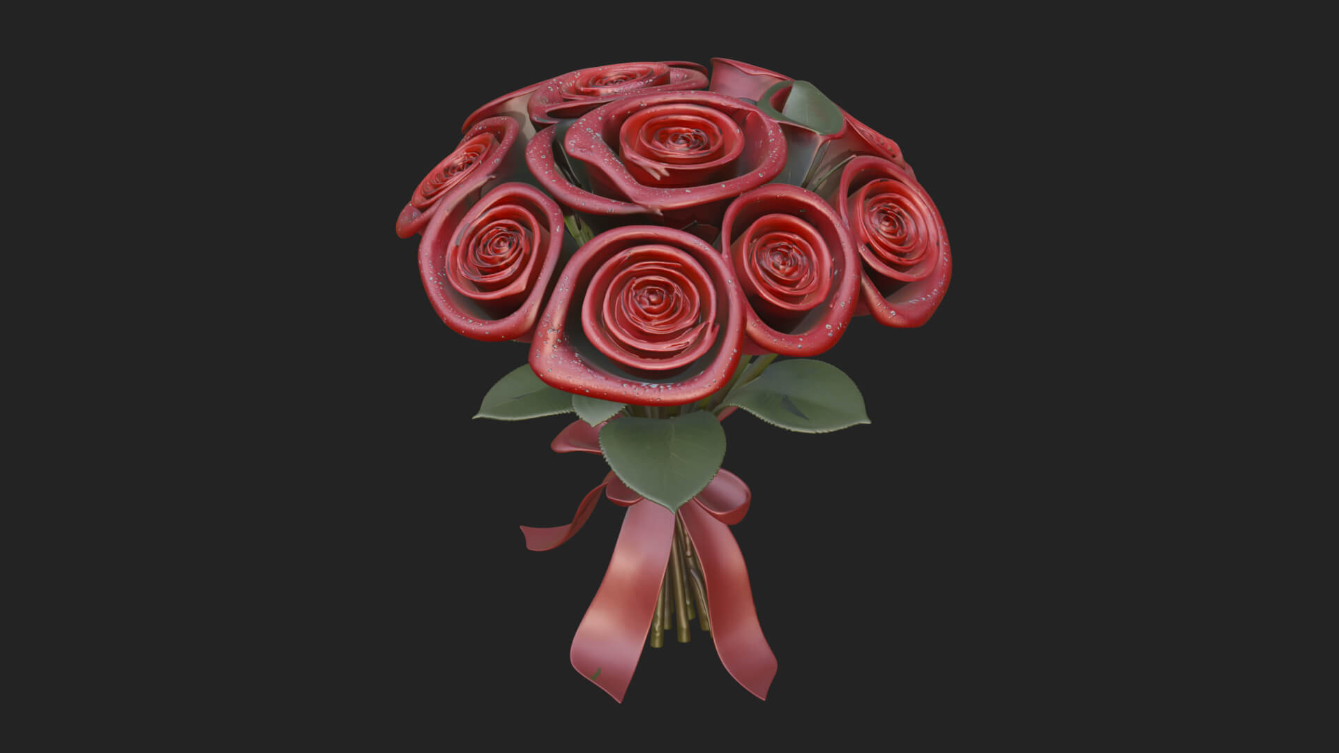 Red Rose Flower Bouquet Ornament Design 4 3D Print Model 3D Model