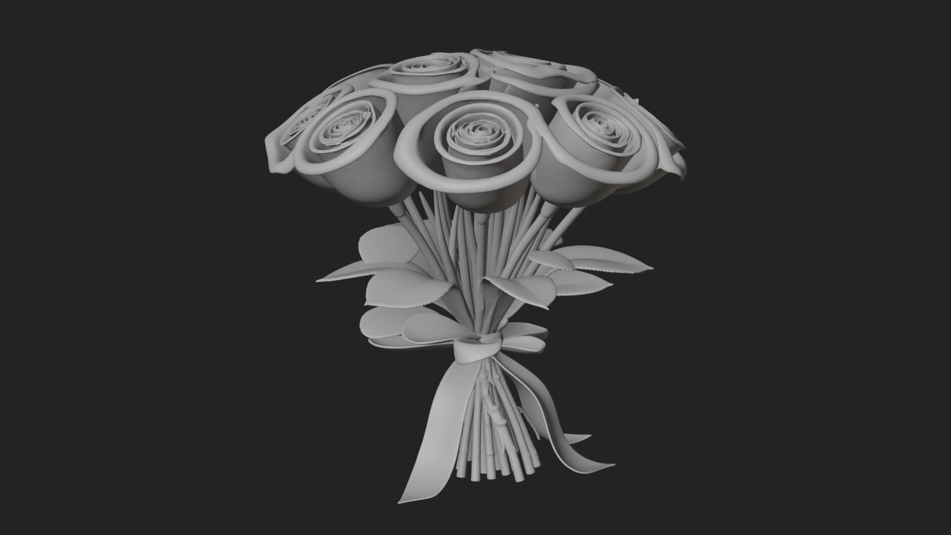 Red Rose Flower Bouquet Ornament Design 4 3D Print Model 3D Model