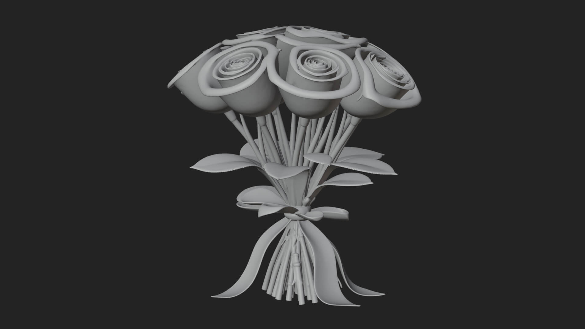 Red Rose Flower Bouquet Ornament Design 4 3D Print Model 3D Model