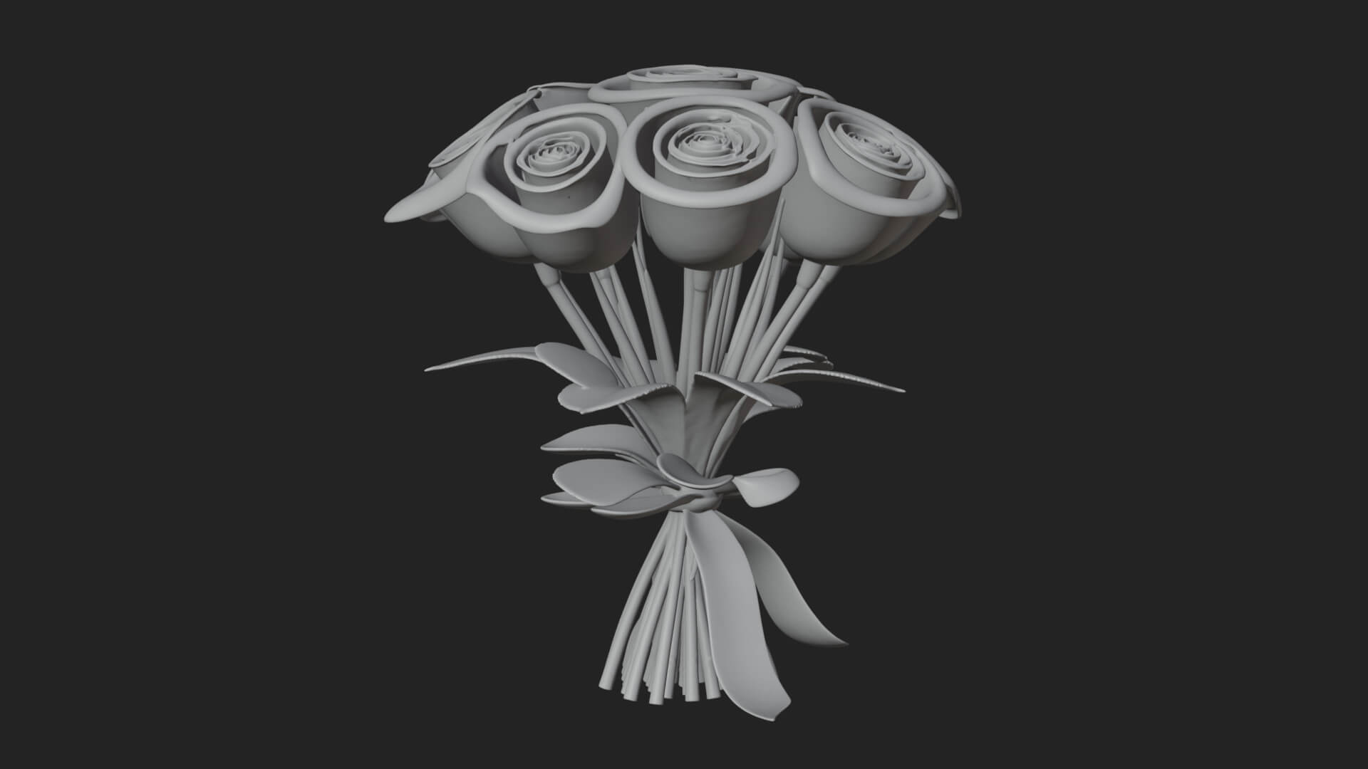 Red Rose Flower Bouquet Ornament Design 4 3D Print Model 3D Model