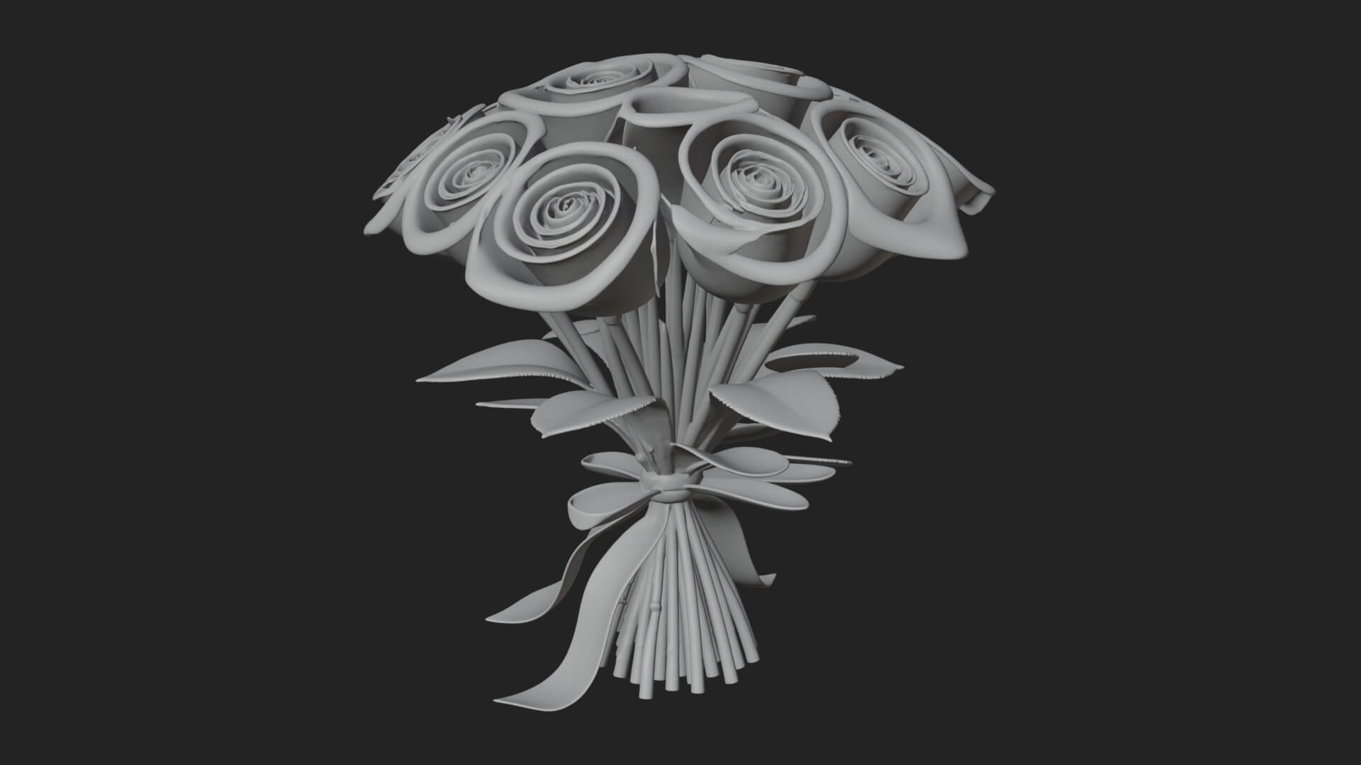 Red Rose Flower Bouquet Ornament Design 4 3D Print Model 3D Model