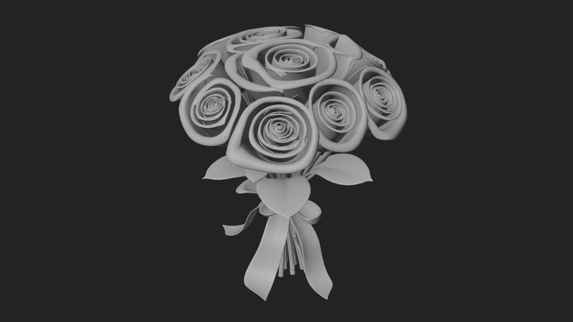 Red Rose Flower Bouquet Ornament Design 4 3D Print Model 3D Model