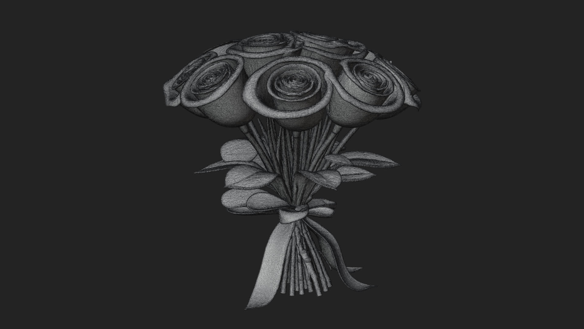 Red Rose Flower Bouquet Ornament Design 4 3D Print Model 3D Model