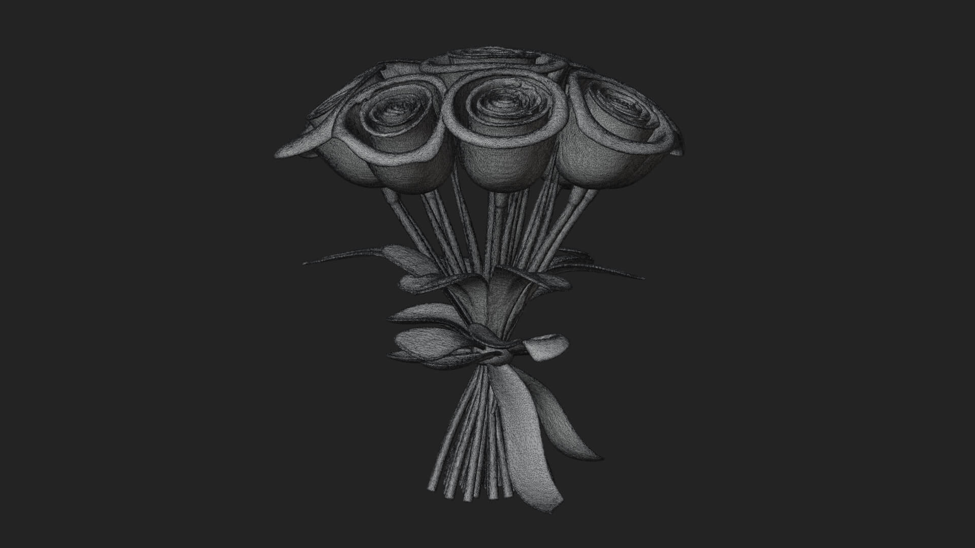 Red Rose Flower Bouquet Ornament Design 4 3D Print Model 3D Model