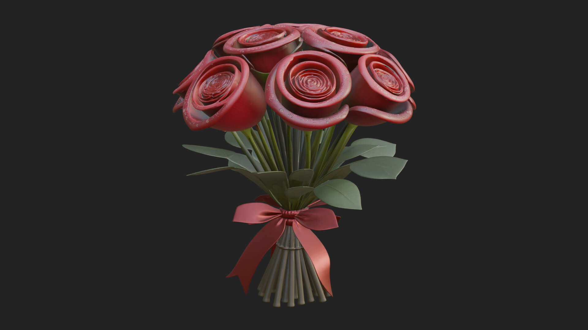 Red Rose Flower Bouquet Ornament Design 5 3D Print Model 3D Model