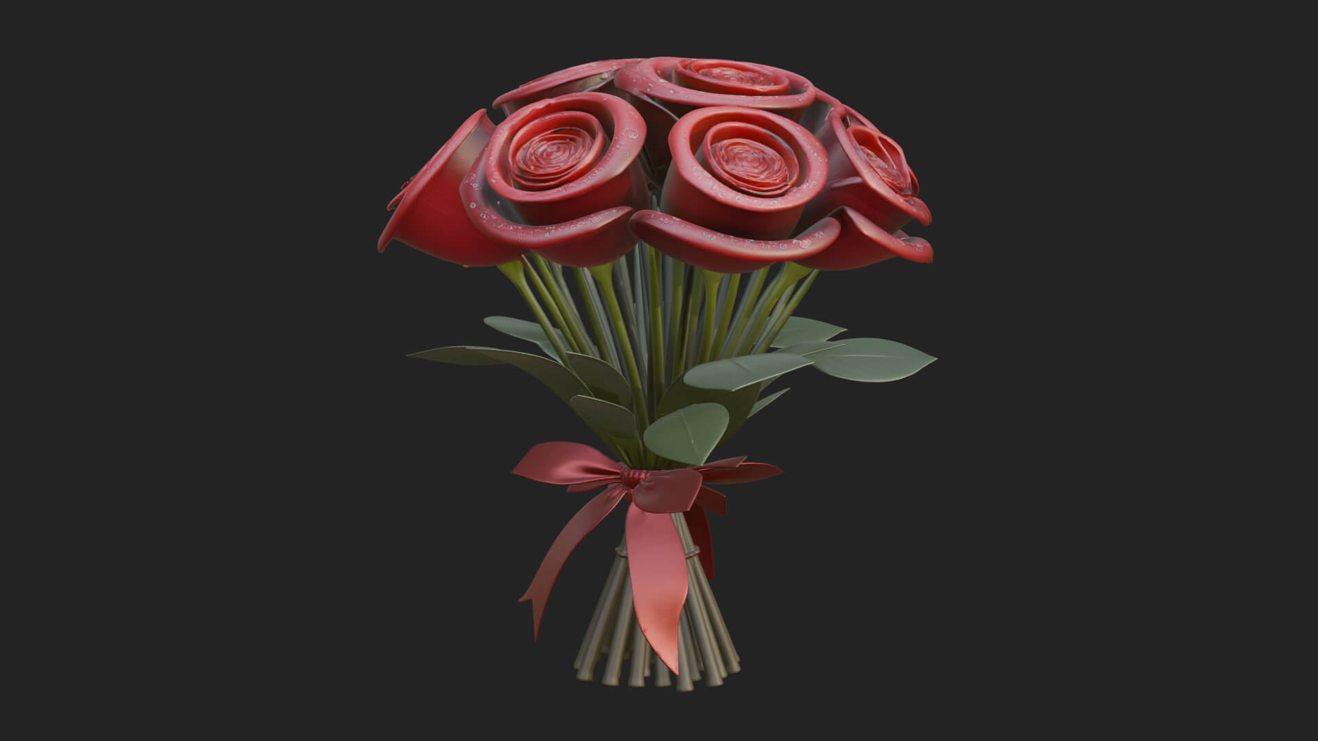 Red Rose Flower Bouquet Ornament Design 5 3D Print Model 3D Model