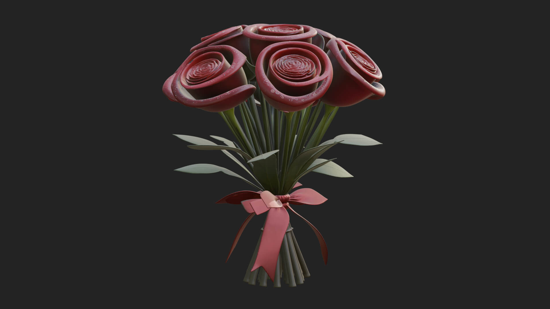 Red Rose Flower Bouquet Ornament Design 5 3D Print Model 3D Model
