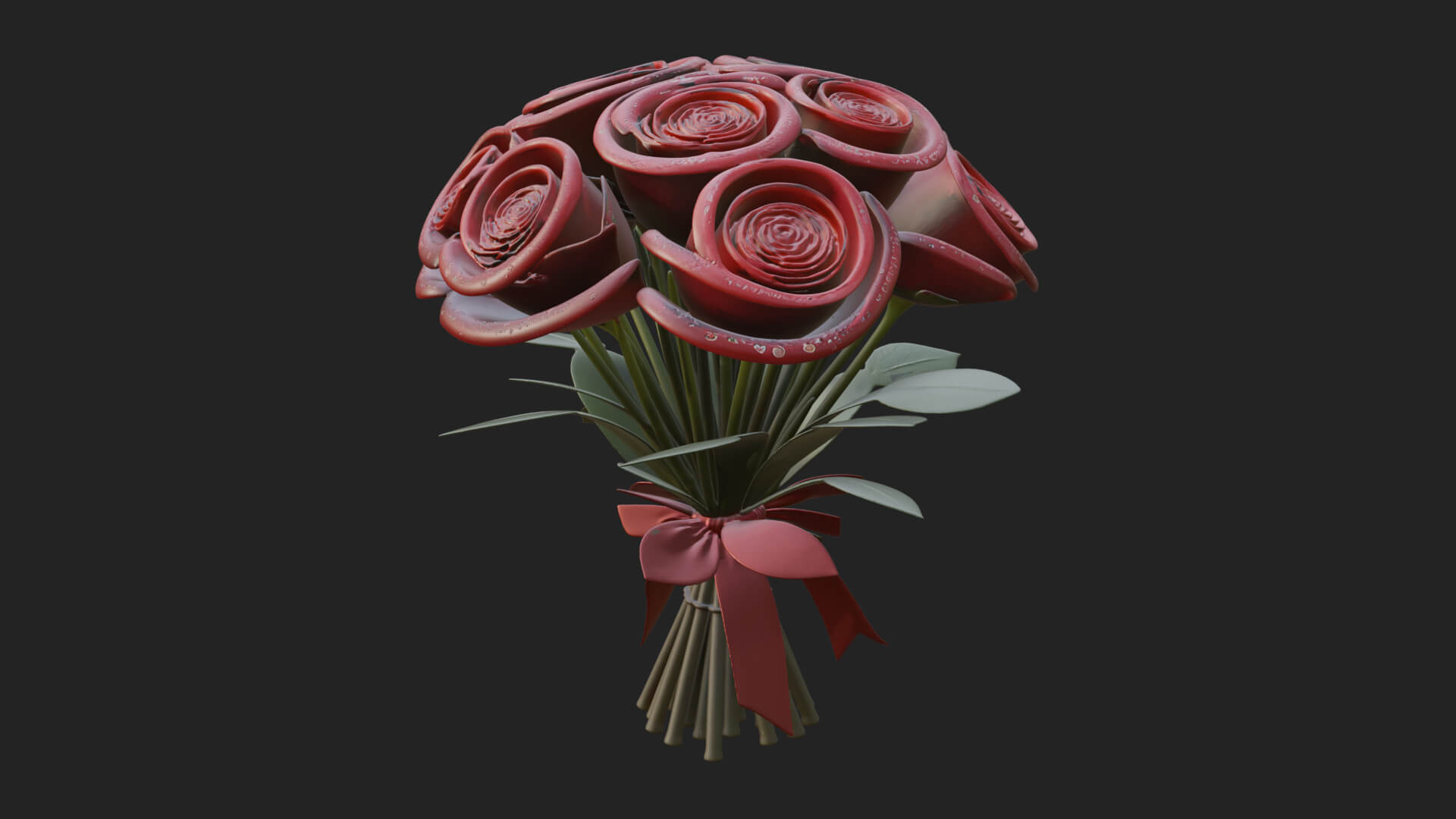 Red Rose Flower Bouquet Ornament Design 5 3D Print Model 3D Model