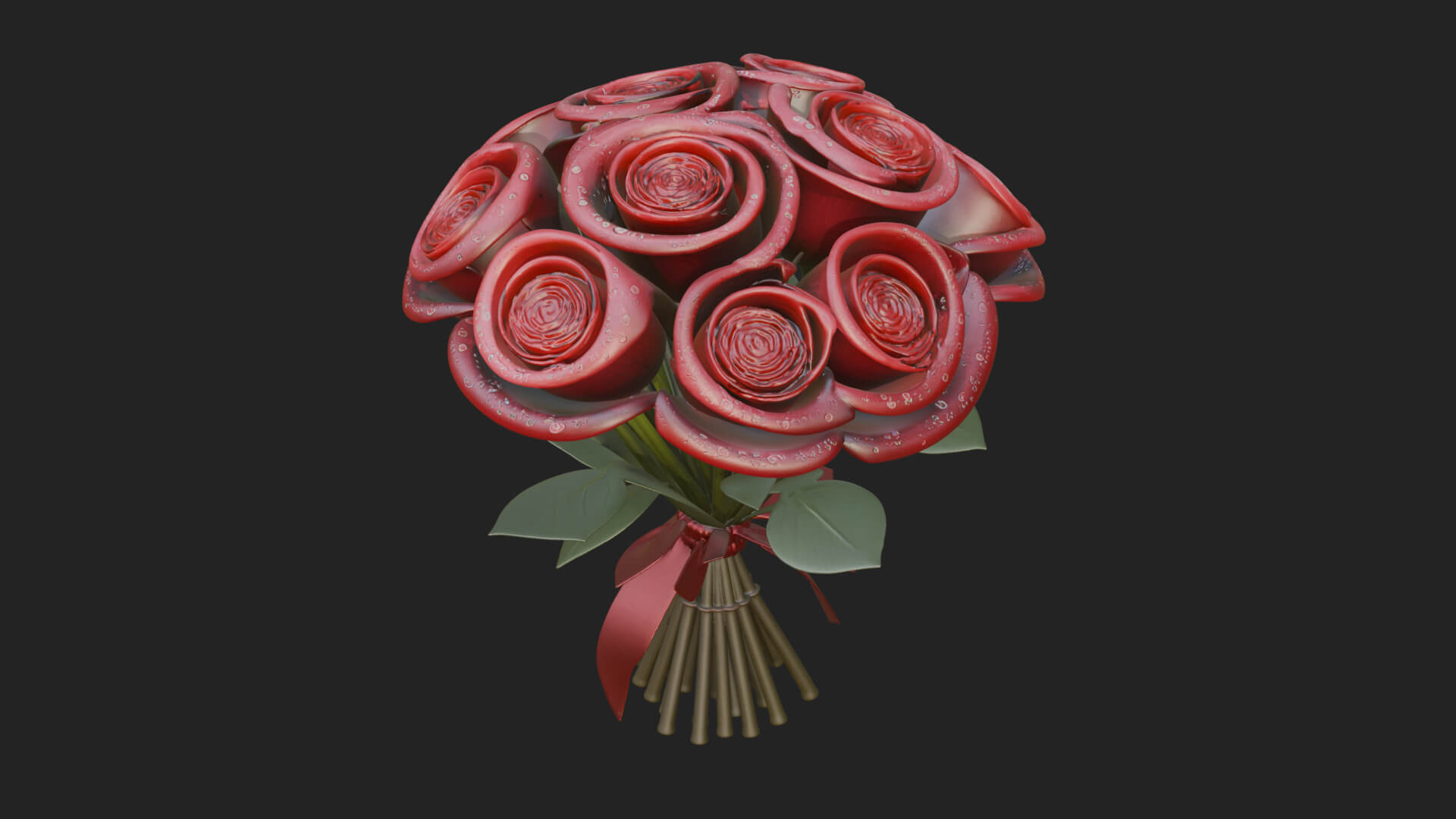 Red Rose Flower Bouquet Ornament Design 5 3D Print Model 3D Model
