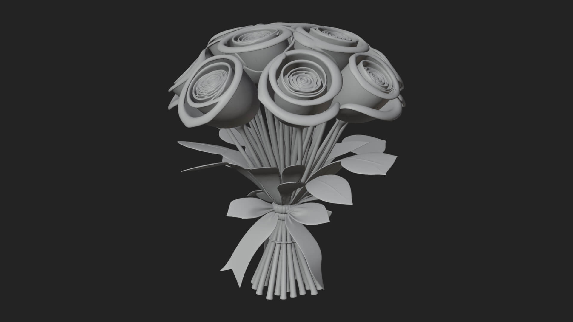Red Rose Flower Bouquet Ornament Design 5 3D Print Model 3D Model
