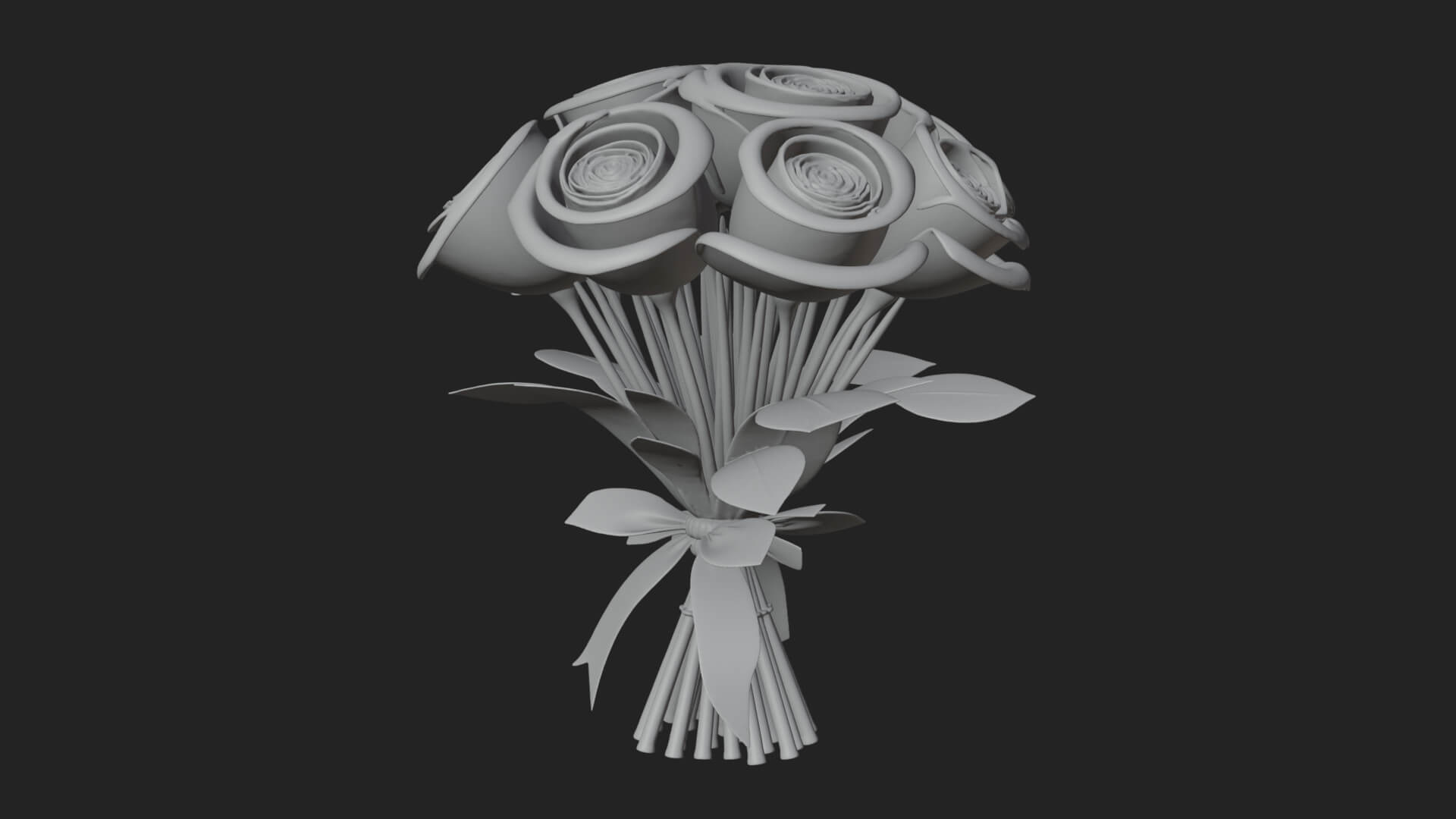 Red Rose Flower Bouquet Ornament Design 5 3D Print Model 3D Model