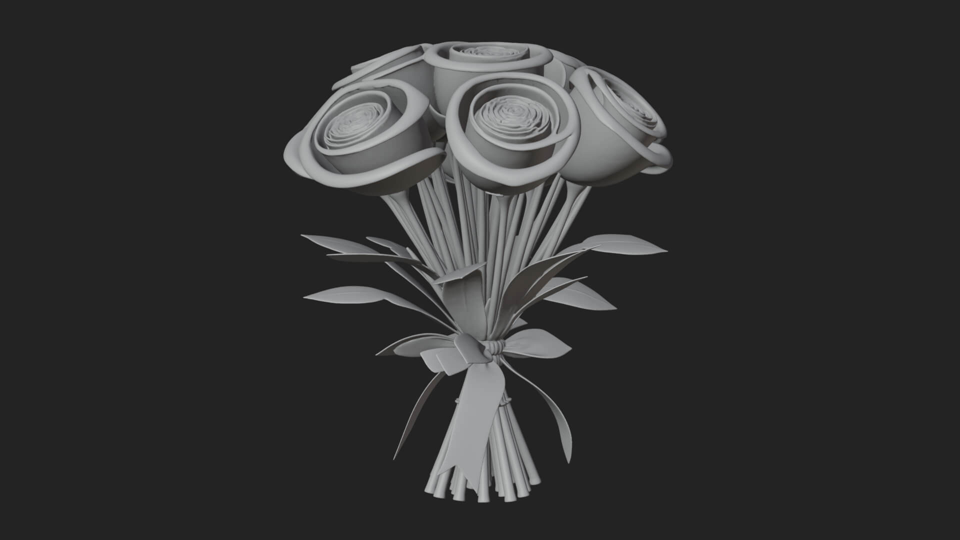 Red Rose Flower Bouquet Ornament Design 5 3D Print Model 3D Model