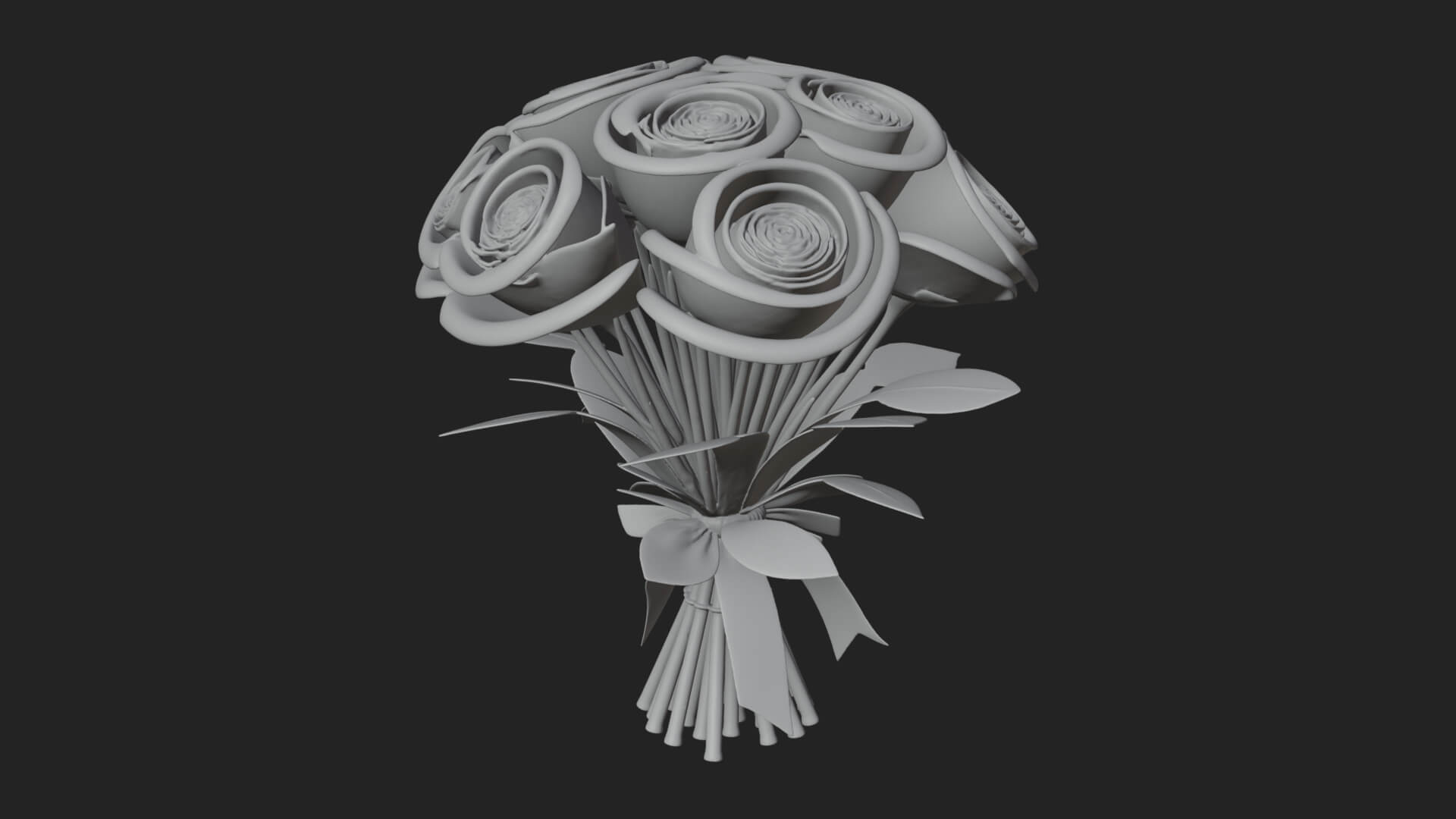 Red Rose Flower Bouquet Ornament Design 5 3D Print Model 3D Model