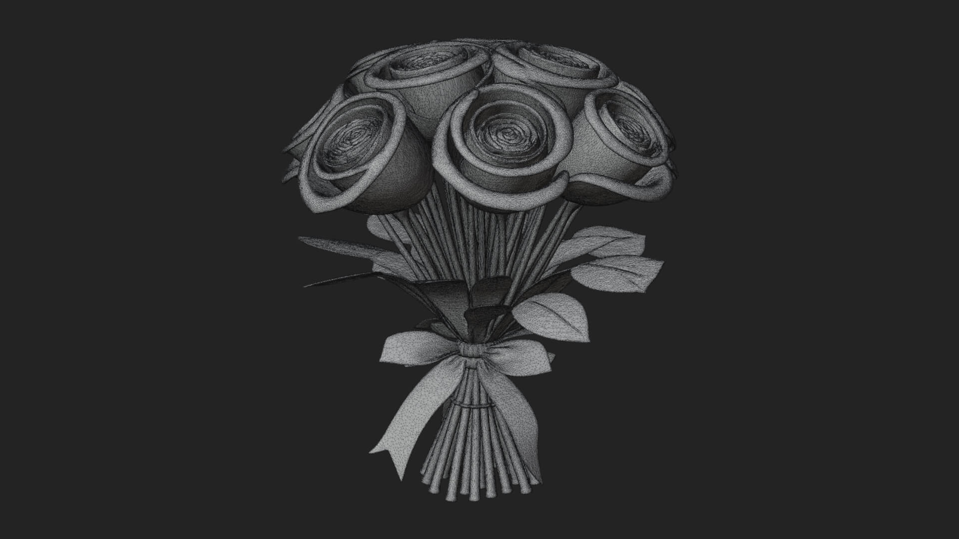 Red Rose Flower Bouquet Ornament Design 5 3D Print Model 3D Model
