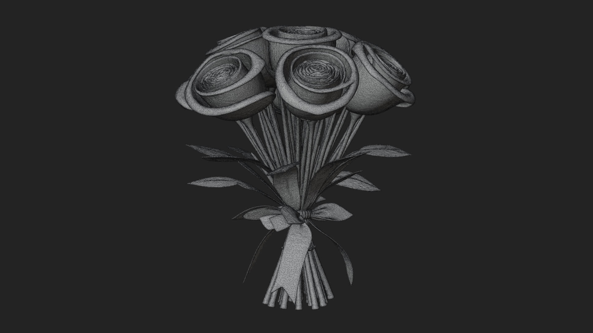 Red Rose Flower Bouquet Ornament Design 5 3D Print Model 3D Model
