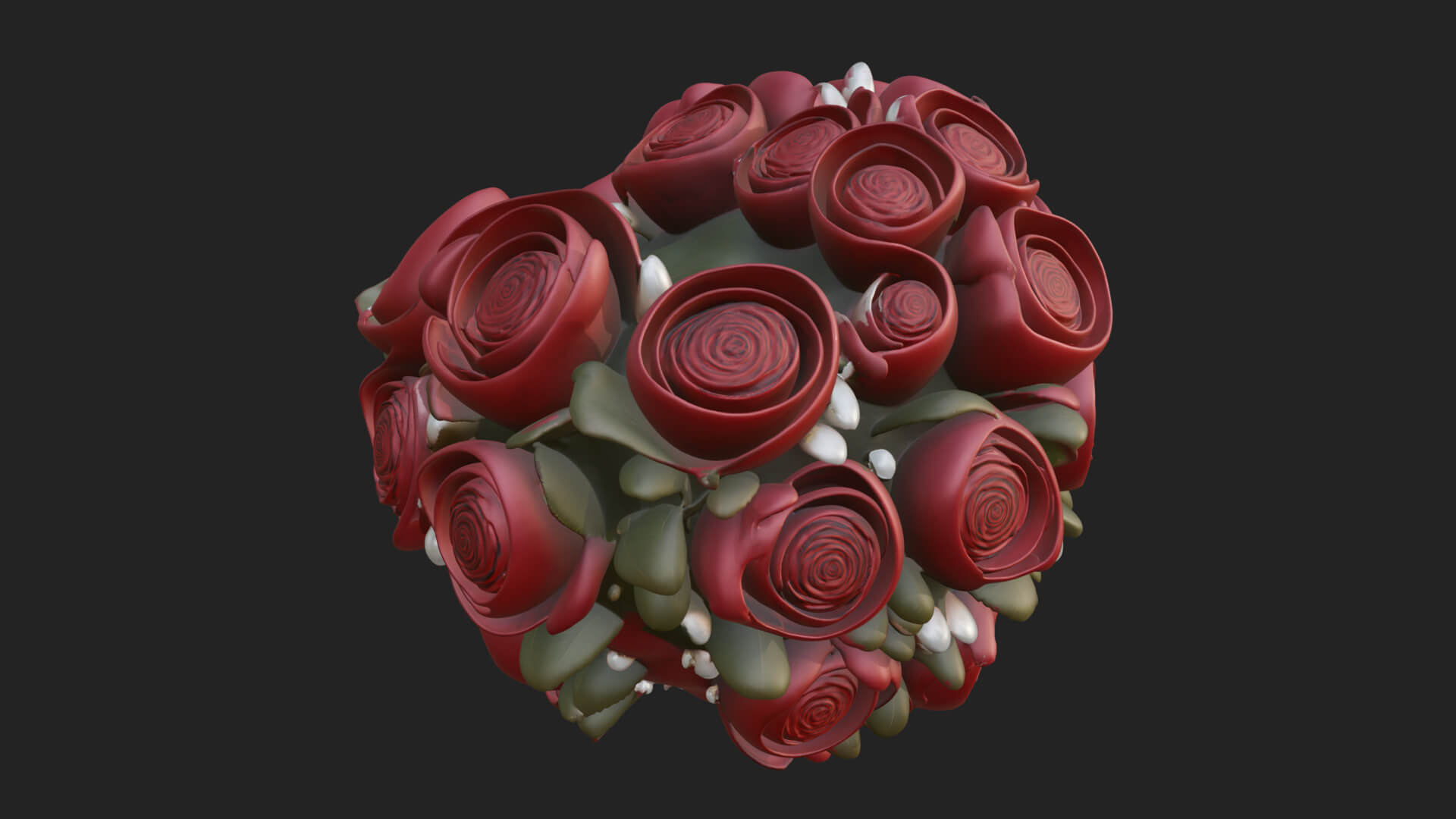 Red Rose Flower Bouquet Ornament Design 6 3D Print Model 3D Model
