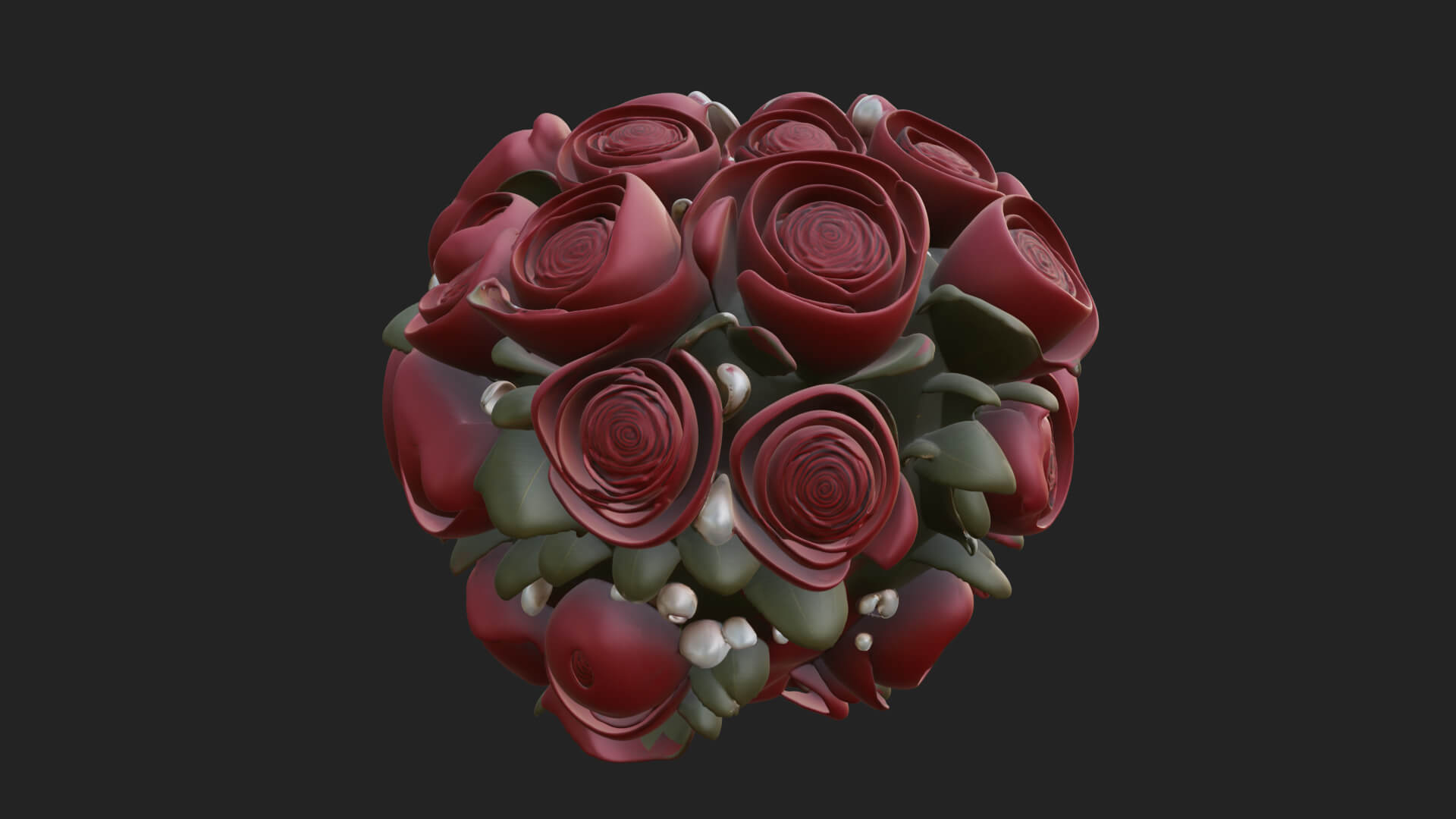 Red Rose Flower Bouquet Ornament Design 6 3D Print Model 3D Model