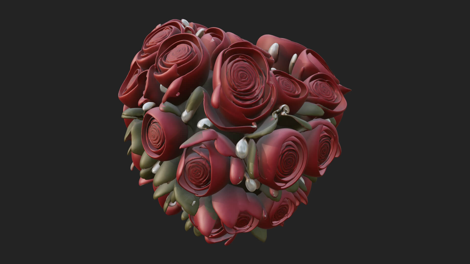 Red Rose Flower Bouquet Ornament Design 6 3D Print Model 3D Model