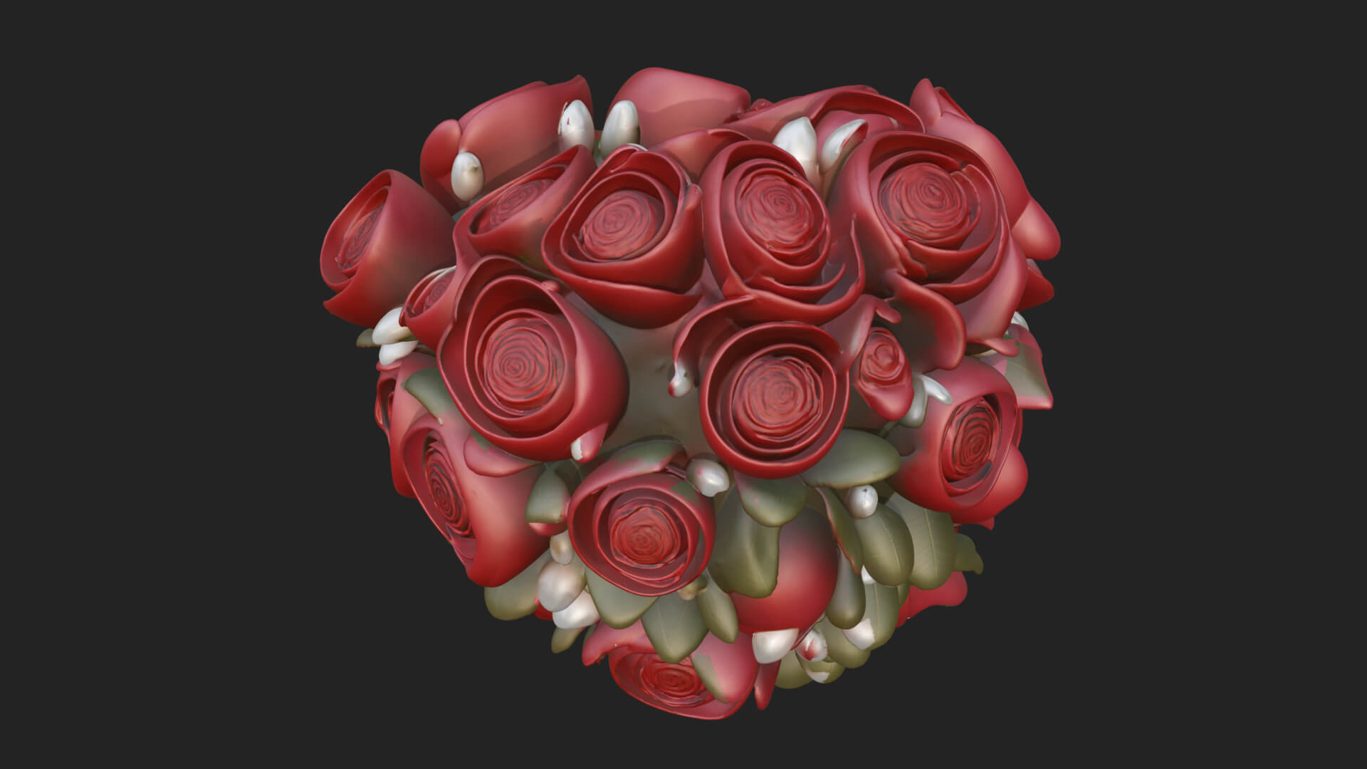 Red Rose Flower Bouquet Ornament Design 6 3D Print Model 3D Model
