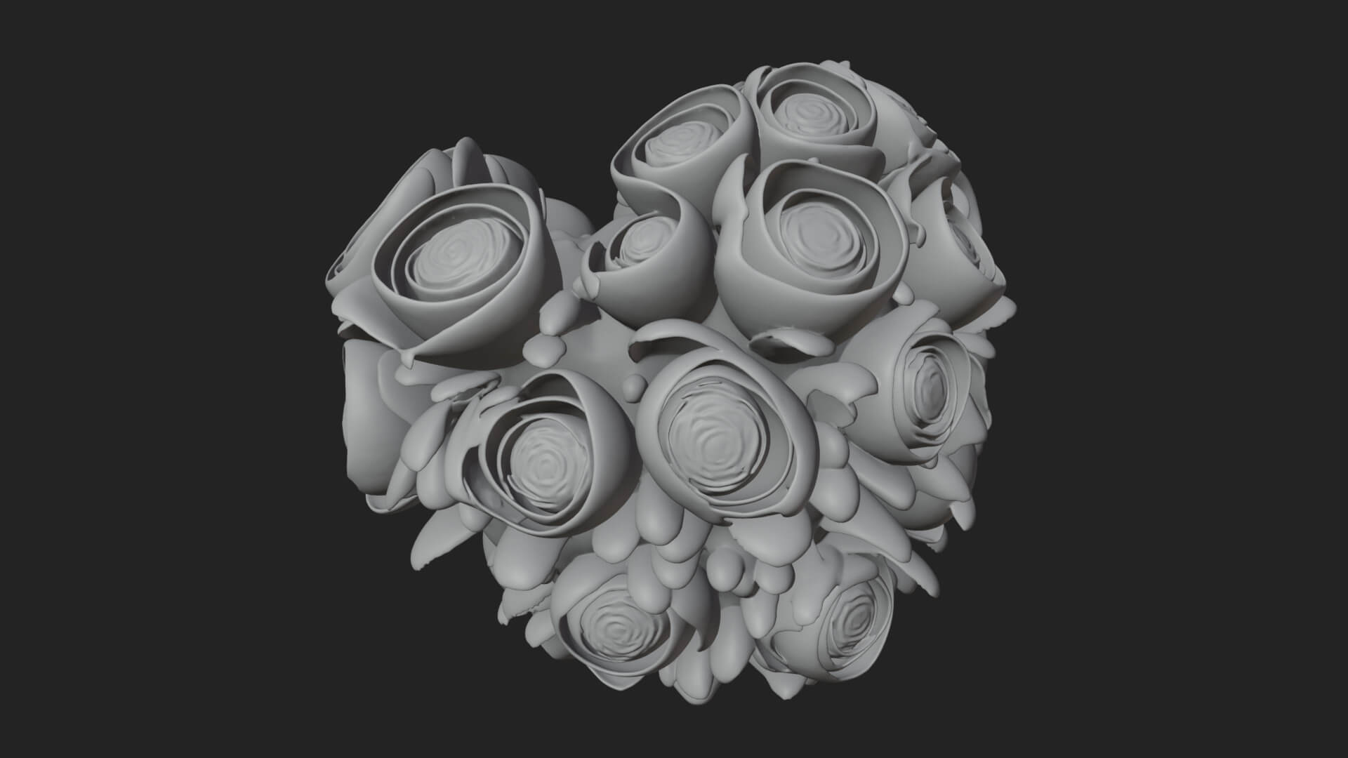Red Rose Flower Bouquet Ornament Design 6 3D Print Model 3D Model