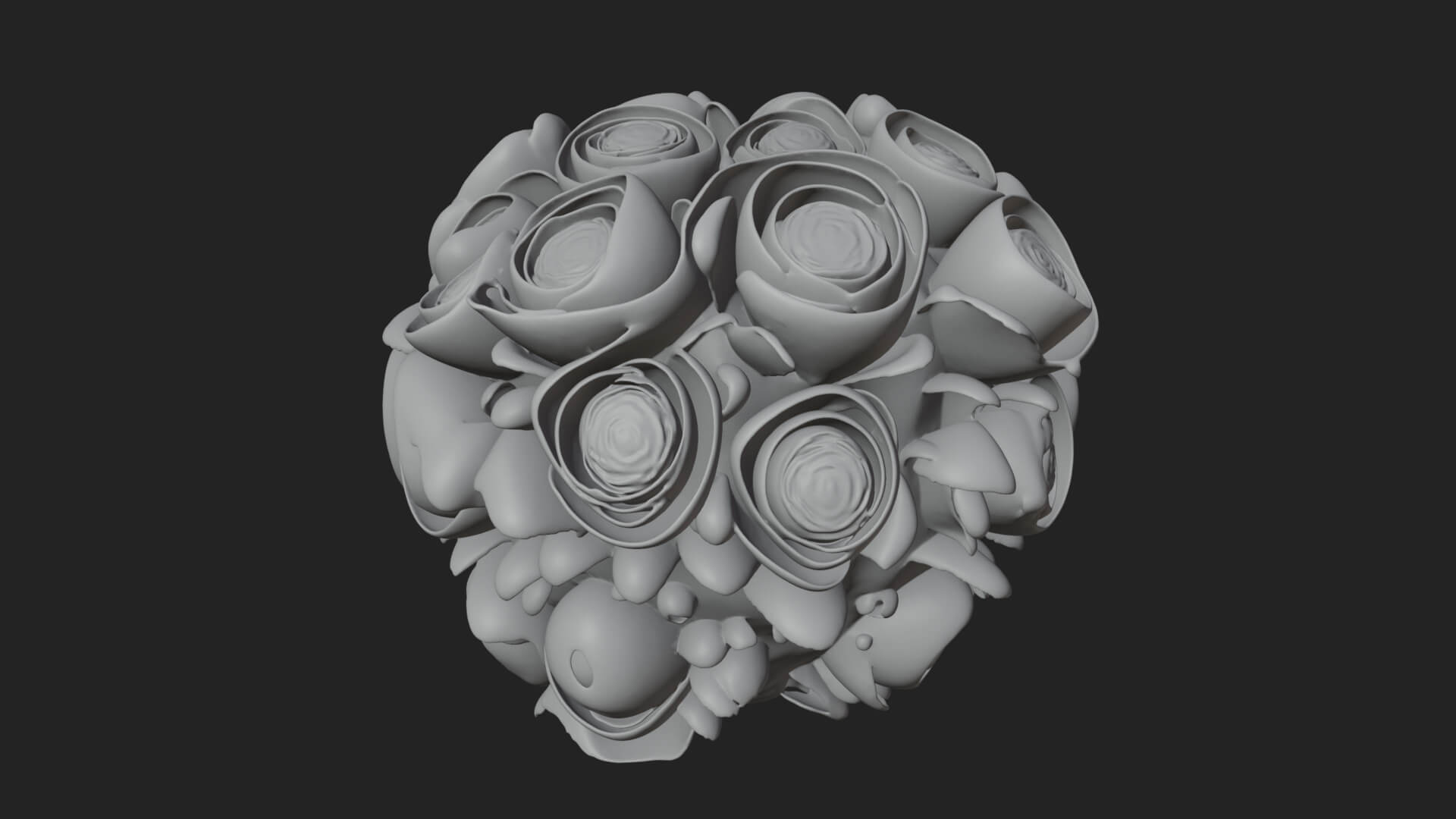 Red Rose Flower Bouquet Ornament Design 6 3D Print Model 3D Model