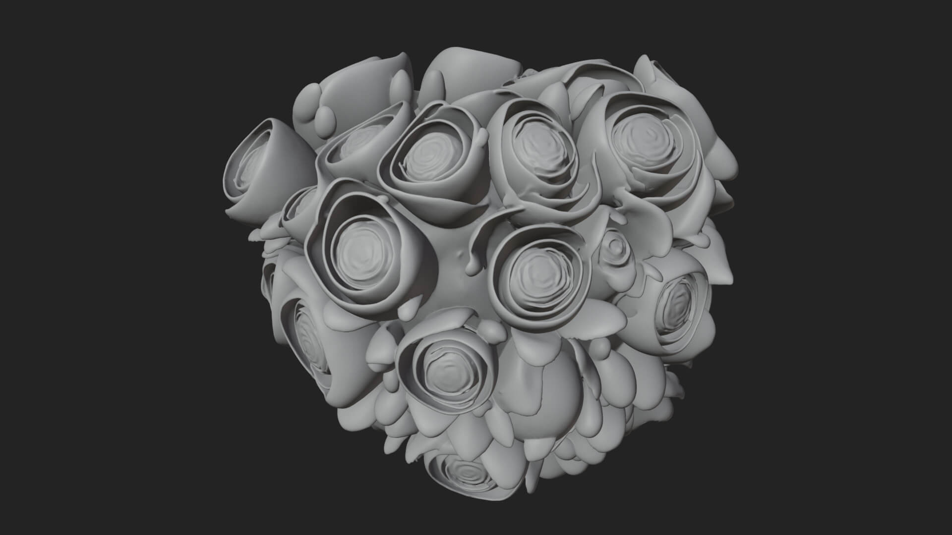 Red Rose Flower Bouquet Ornament Design 6 3D Print Model 3D Model