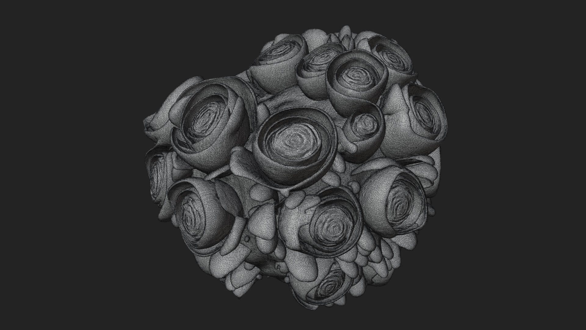 Red Rose Flower Bouquet Ornament Design 6 3D Print Model 3D Model