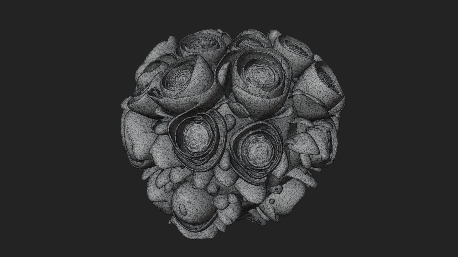 Red Rose Flower Bouquet Ornament Design 6 3D Print Model 3D Model