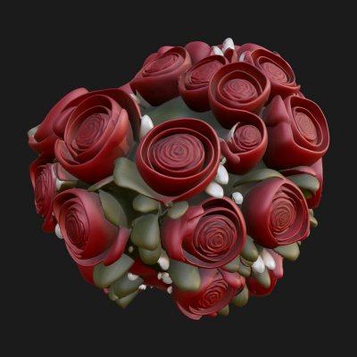 Red Rose Flower Bouquet Ornament Design 6 3D Print Model