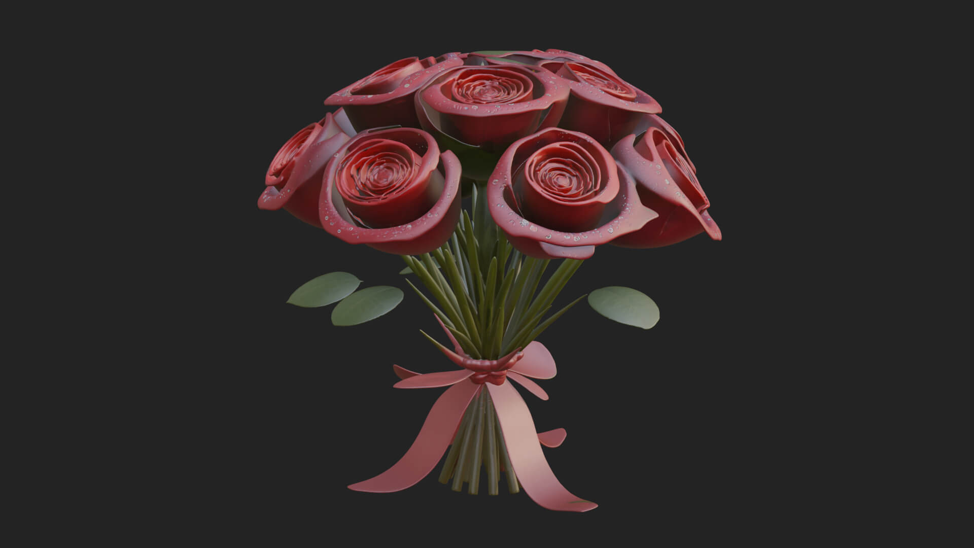 Red Rose Flower Bouquet Ornament Design 7 3D Print Model 3D Model