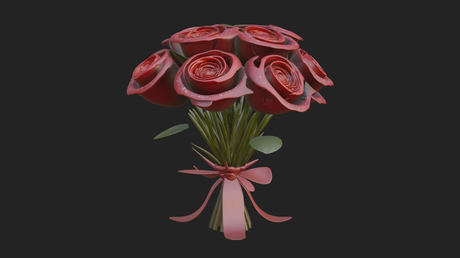 Red Rose Flower Bouquet Ornament Design 7 3D Print Model 3D Model