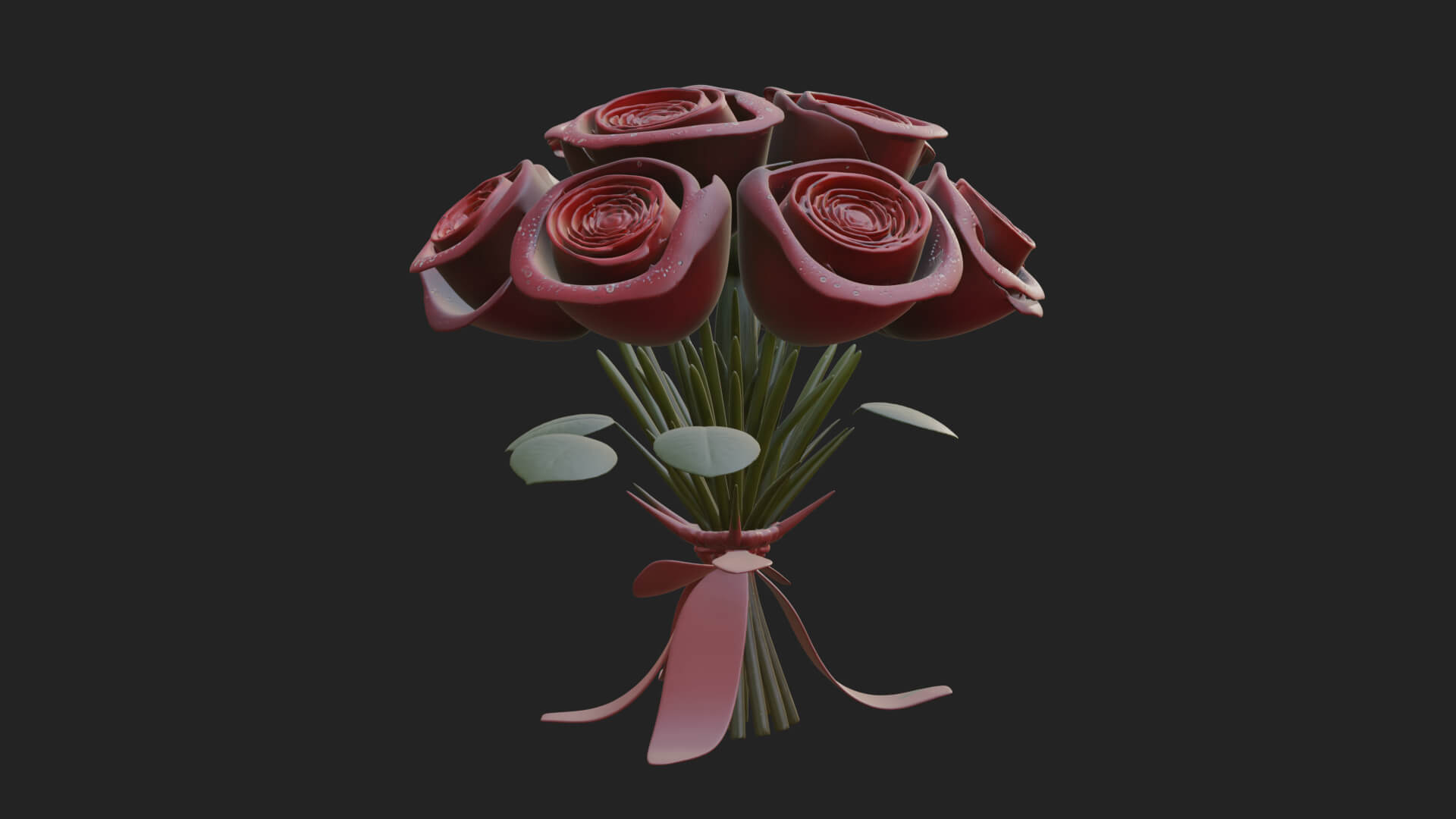 Red Rose Flower Bouquet Ornament Design 7 3D Print Model 3D Model