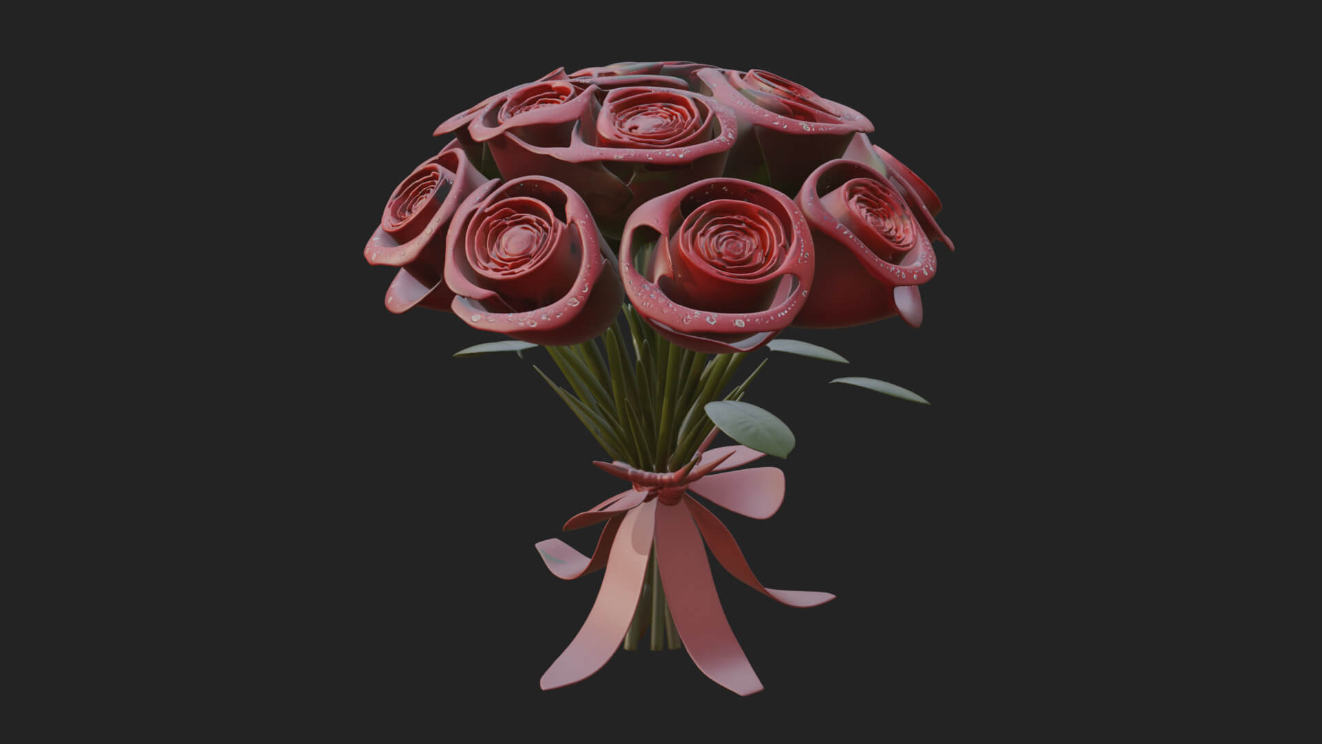 Red Rose Flower Bouquet Ornament Design 7 3D Print Model 3D Model