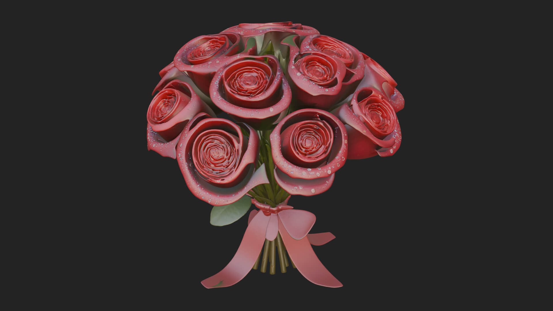 Red Rose Flower Bouquet Ornament Design 7 3D Print Model 3D Model